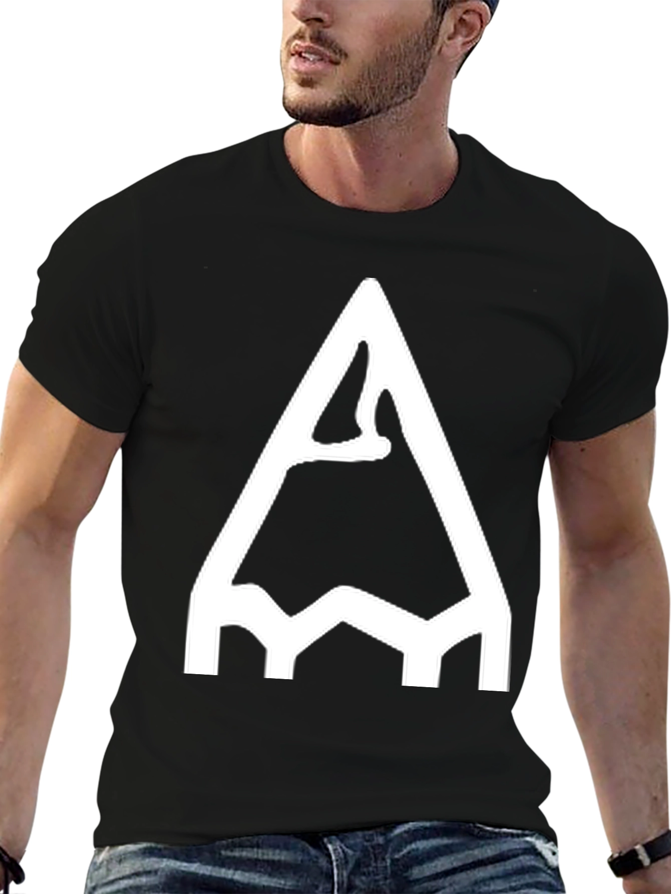 Pencil Sketch Graphic Tee - Black Cotton Casual Shirt