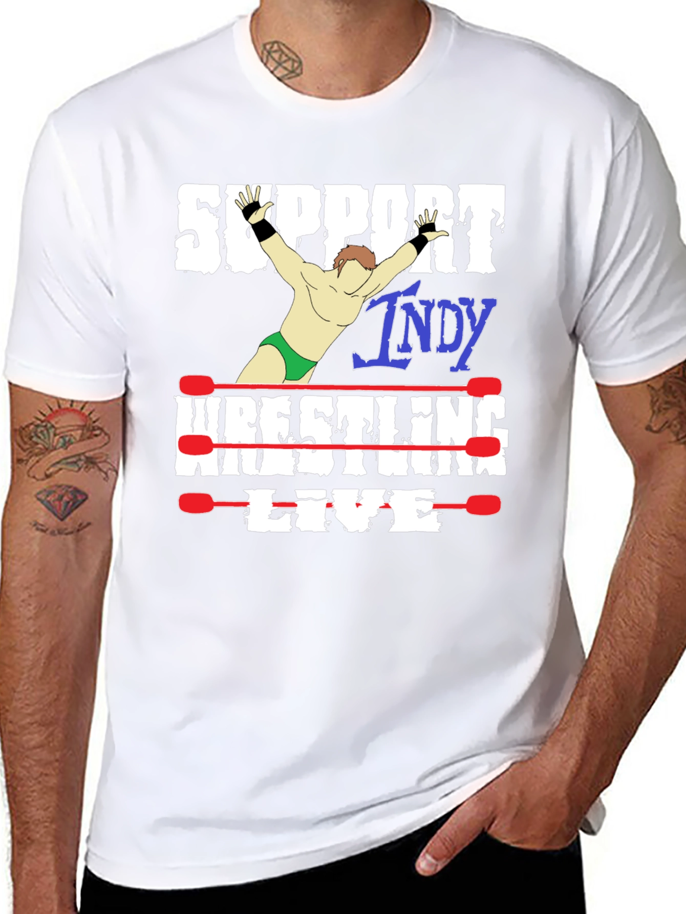 Support Indy Wrestling Live Black T-Shirt