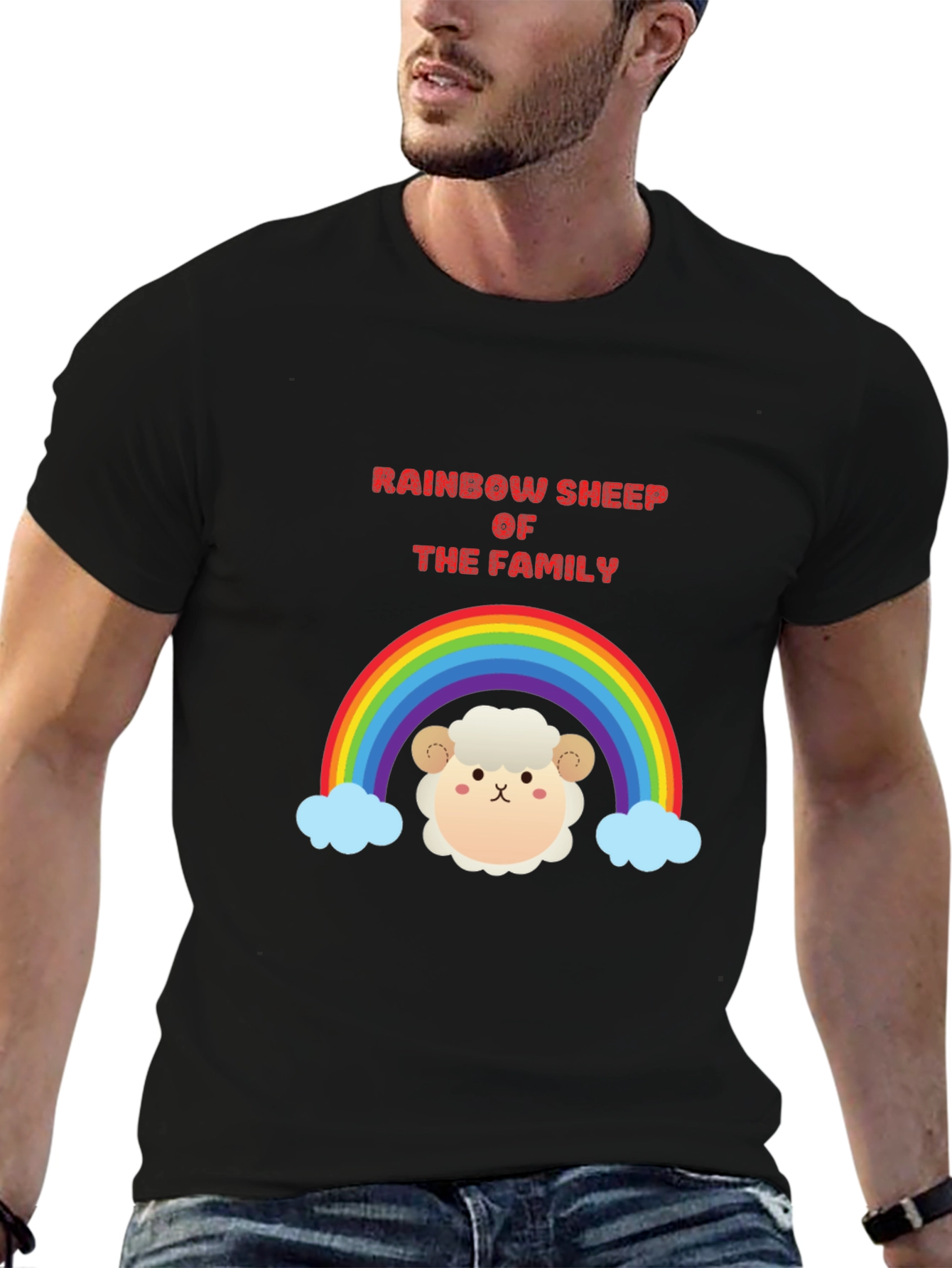 Rainbow Sheep of the Family Black T-Shirt