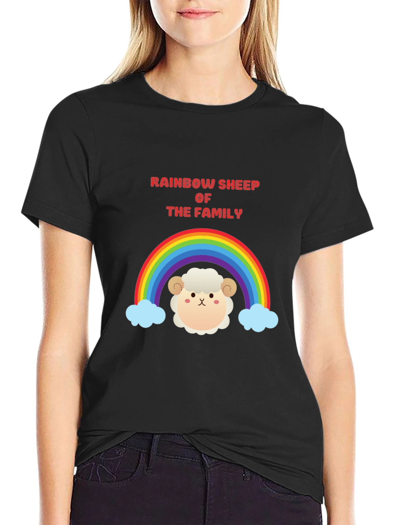 Rainbow Sheep of the Family Black T-Shirt
