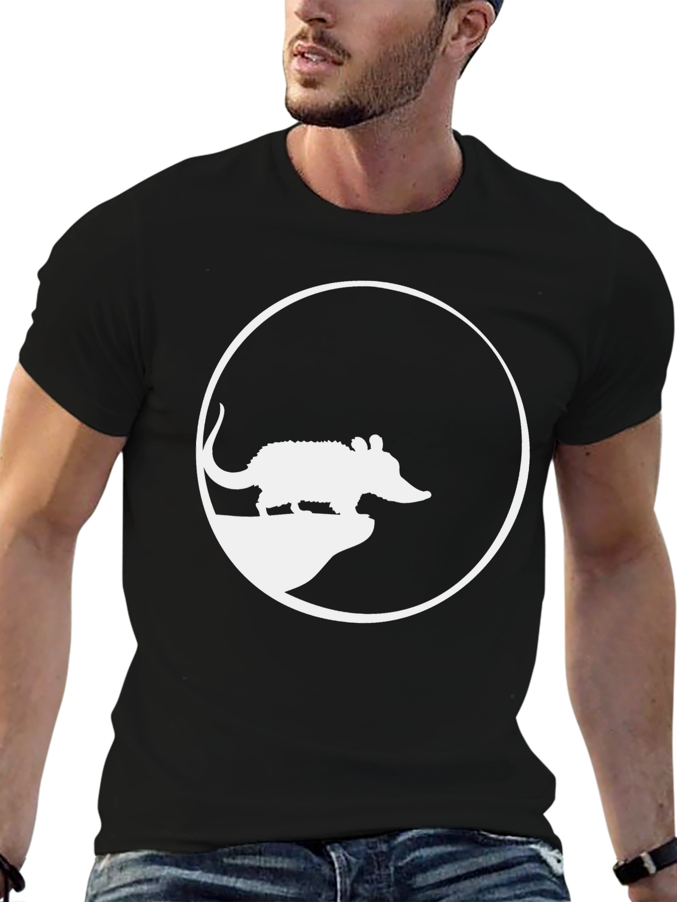 Armadillo Silhouette Graphic Tee - Casual Black T-Shirt