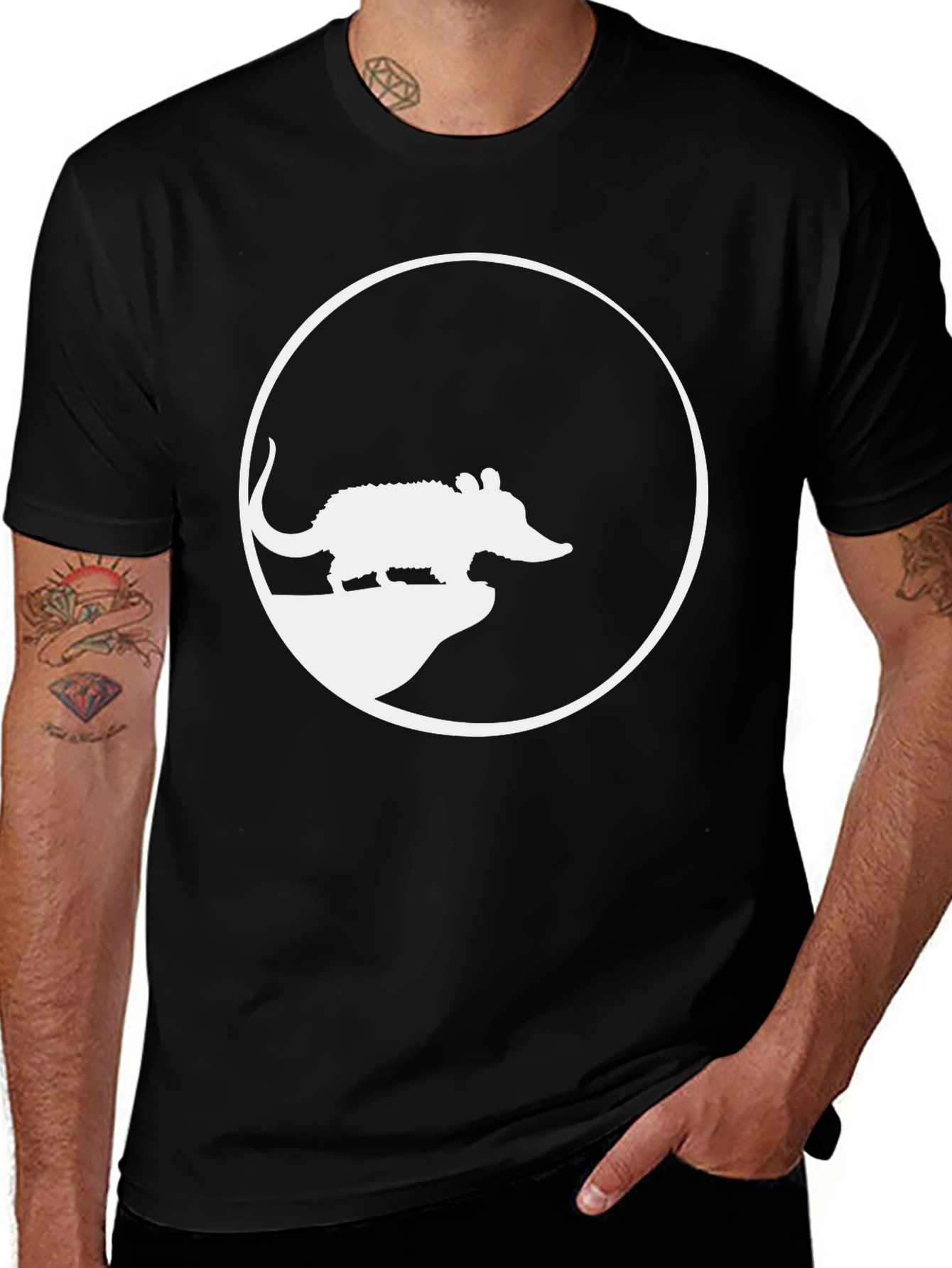 Armadillo Silhouette Graphic Tee - Casual Black T-Shirt