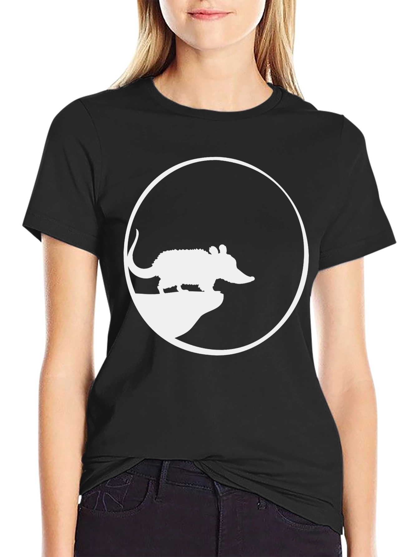Armadillo Silhouette Graphic Tee - Casual Black T-Shirt