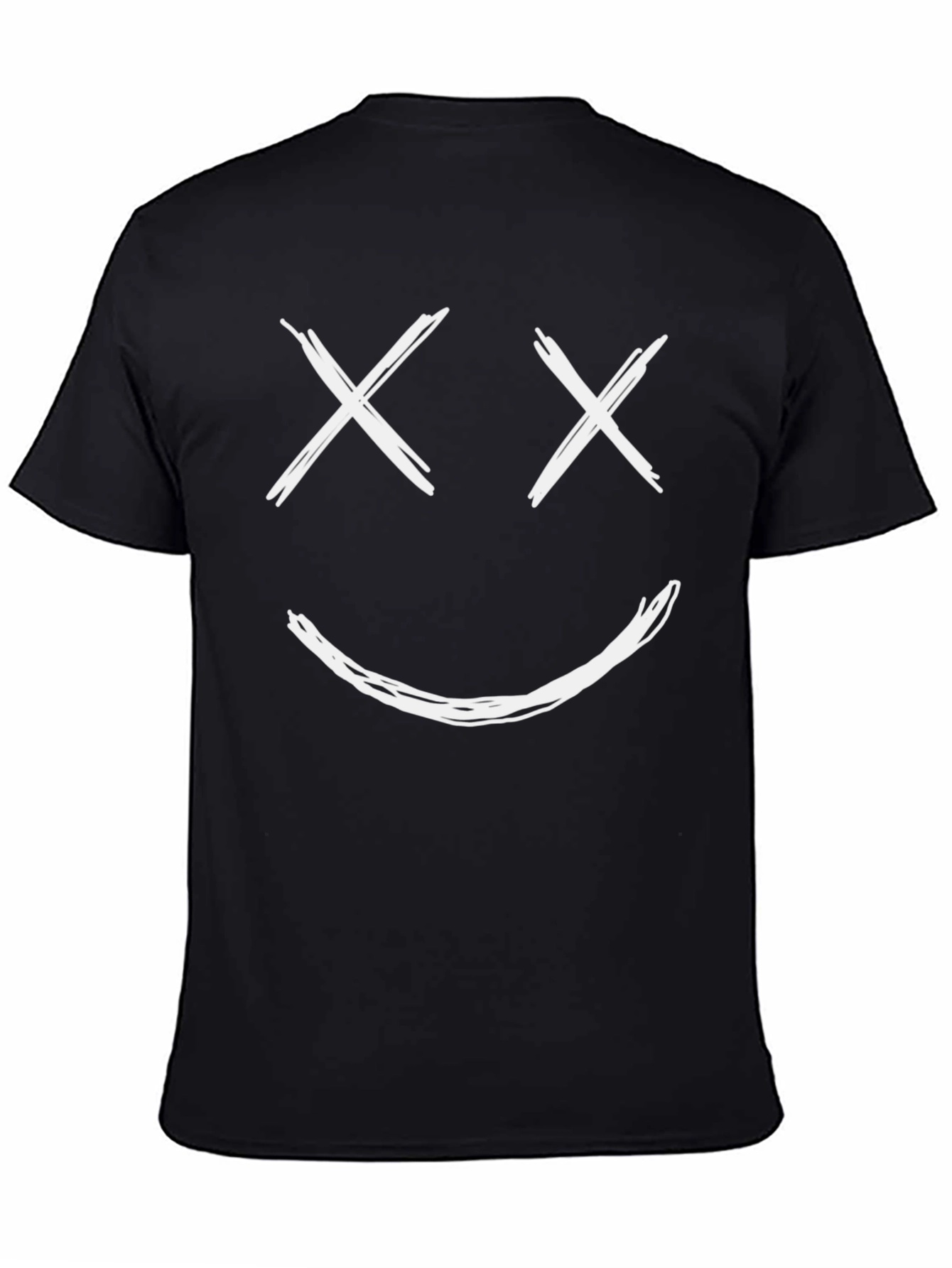 Smiley Face Graphic Tee - Mens Casual Black T-Shirt