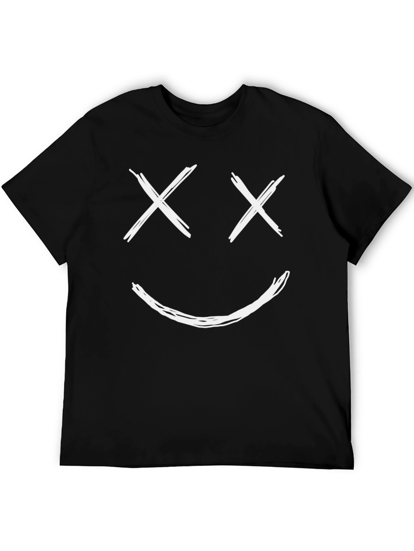 Smiley Face Graphic Tee - Mens Casual Black T-Shirt