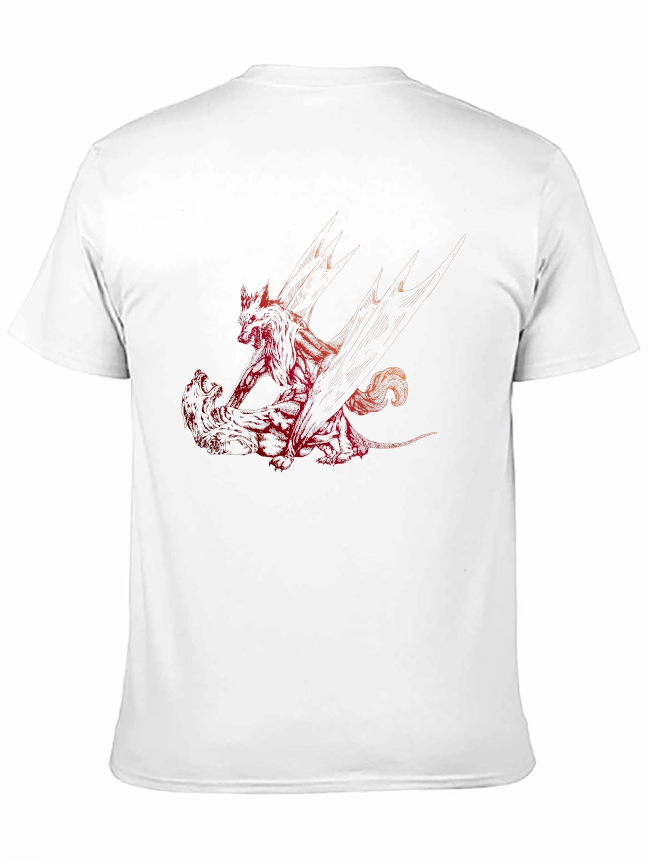 Red Dragon Print Black T-Shirt