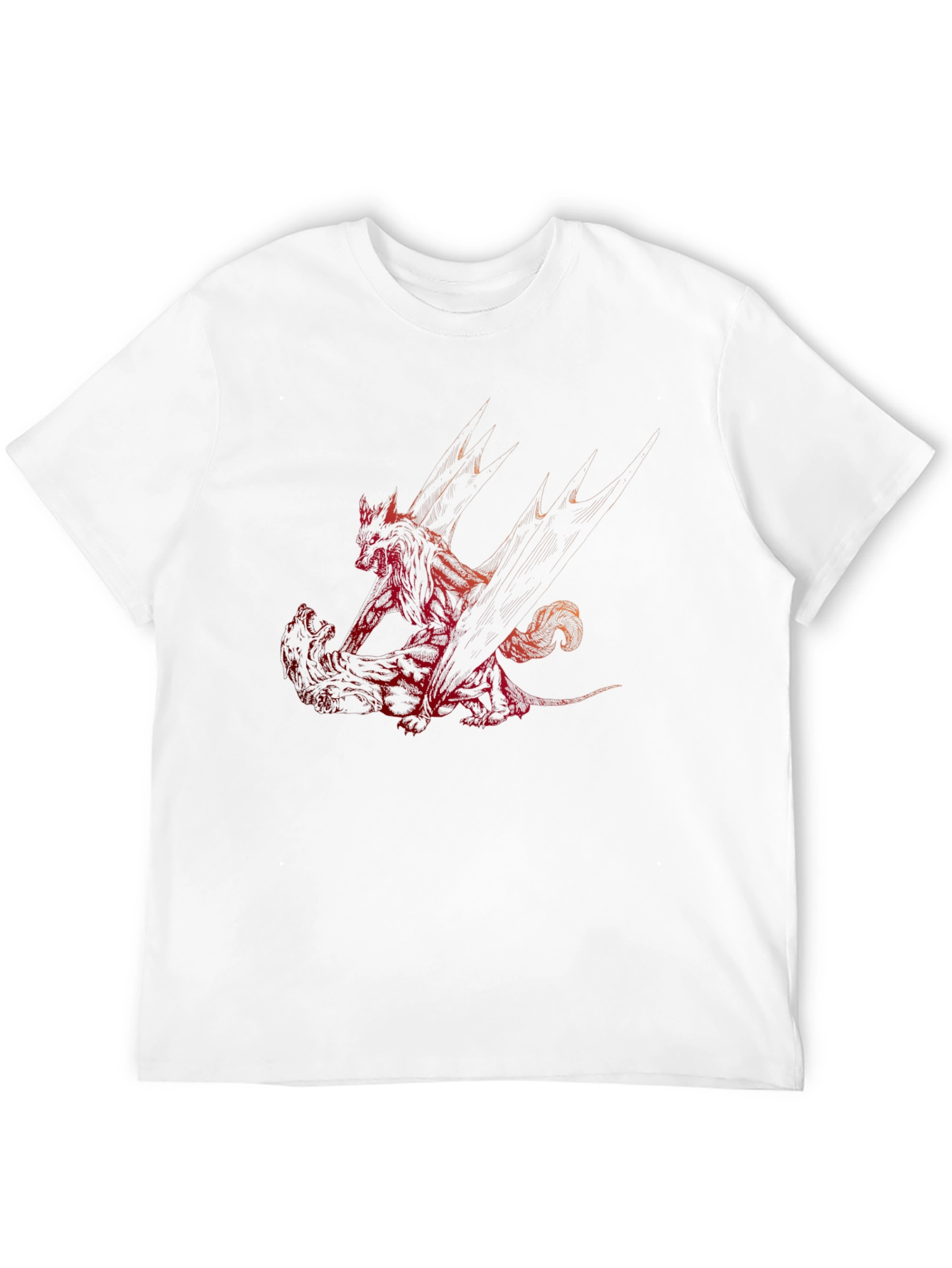 Red Dragon Print Black T-Shirt