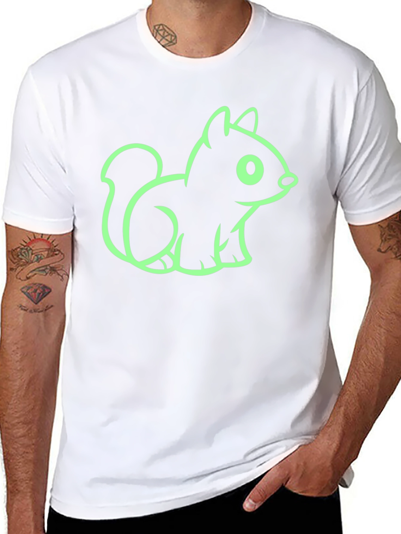 Cute Squirrel Graphic Tee - Black Cotton T-Shirt
