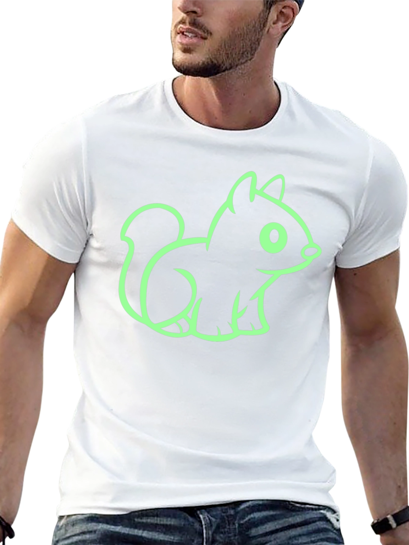 Cute Squirrel Graphic Tee - Black Cotton T-Shirt