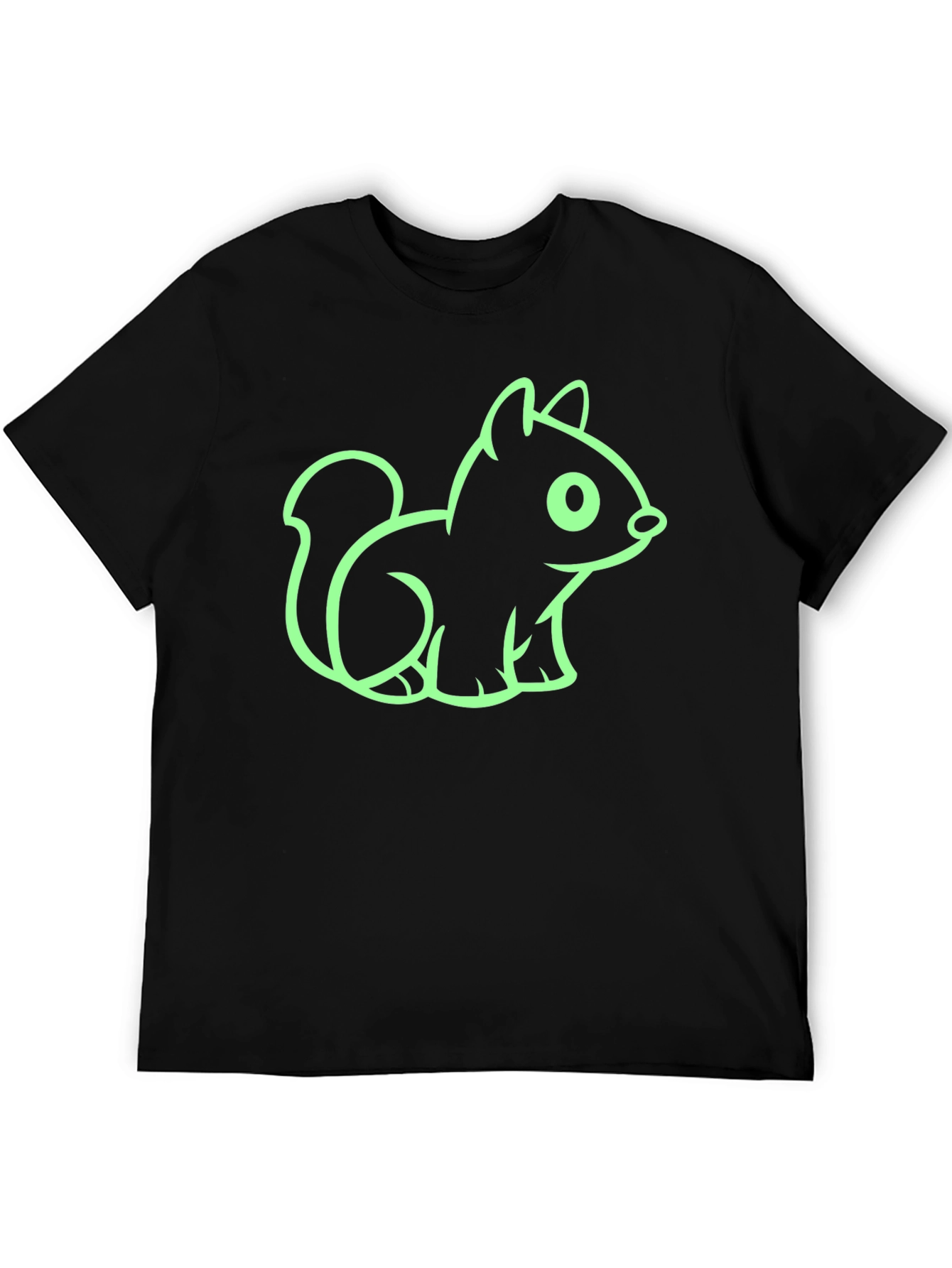 Cute Squirrel Graphic Tee - Black Cotton T-Shirt