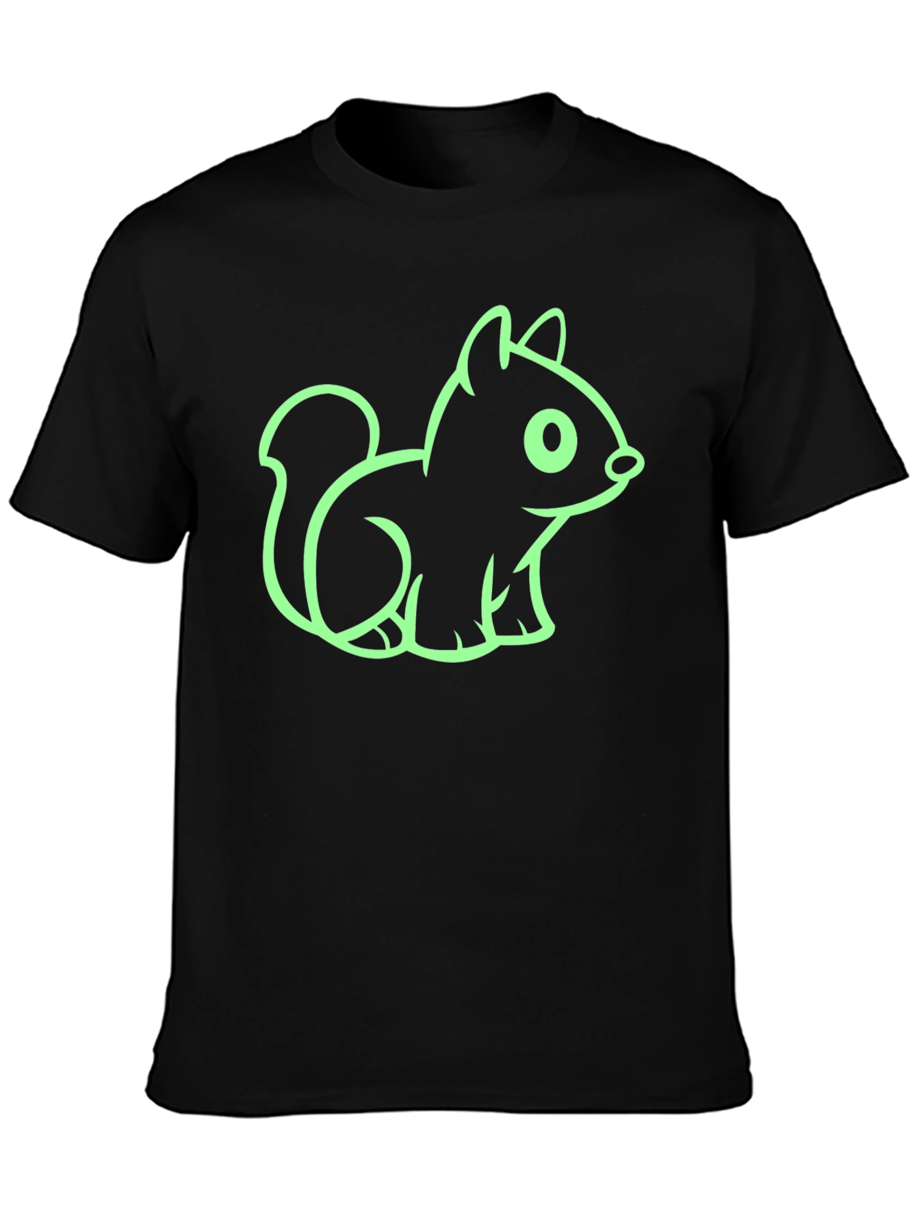 Cute Squirrel Graphic Tee - Black Cotton T-Shirt