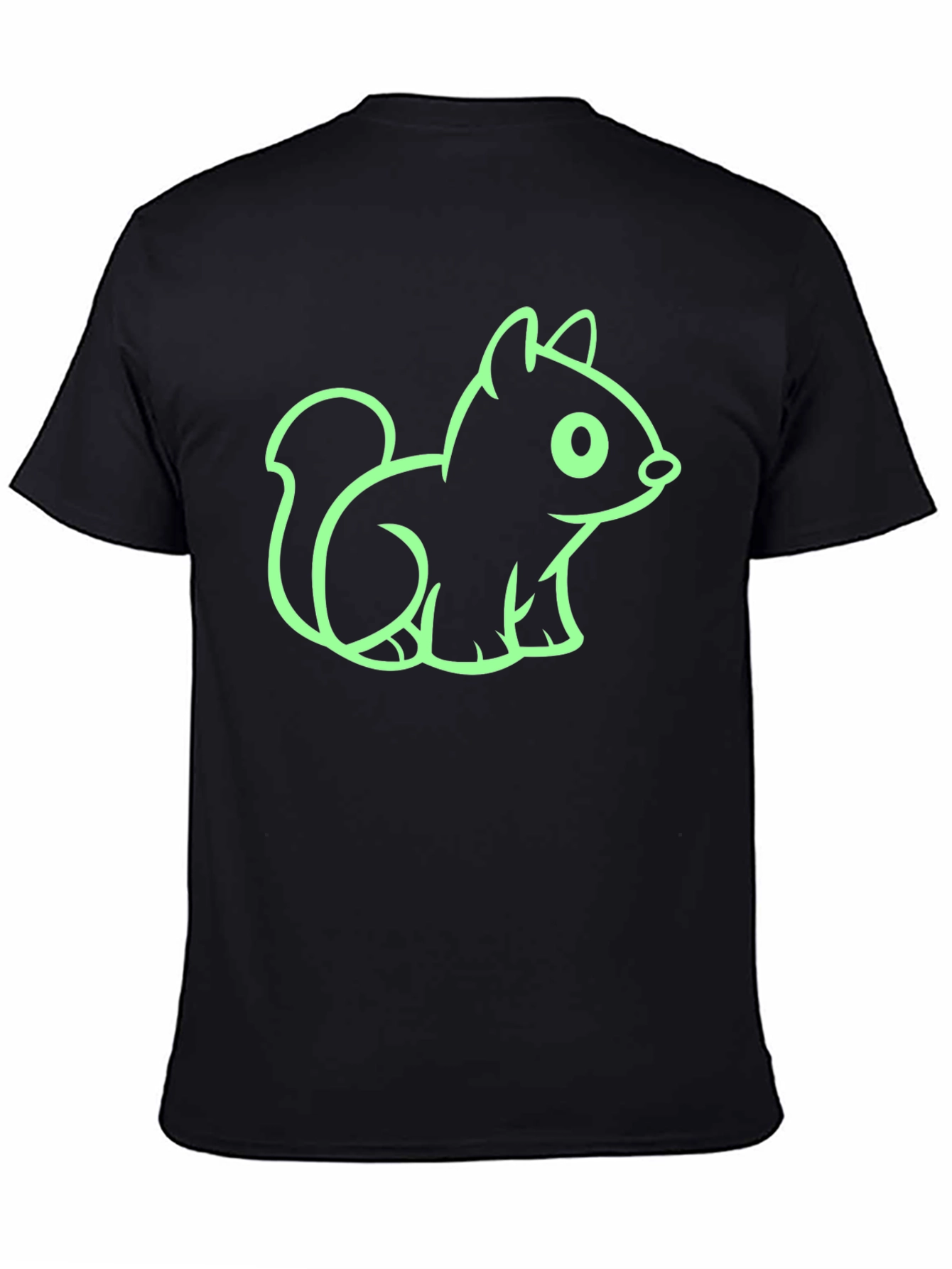 Cute Squirrel Graphic Tee - Black Cotton T-Shirt