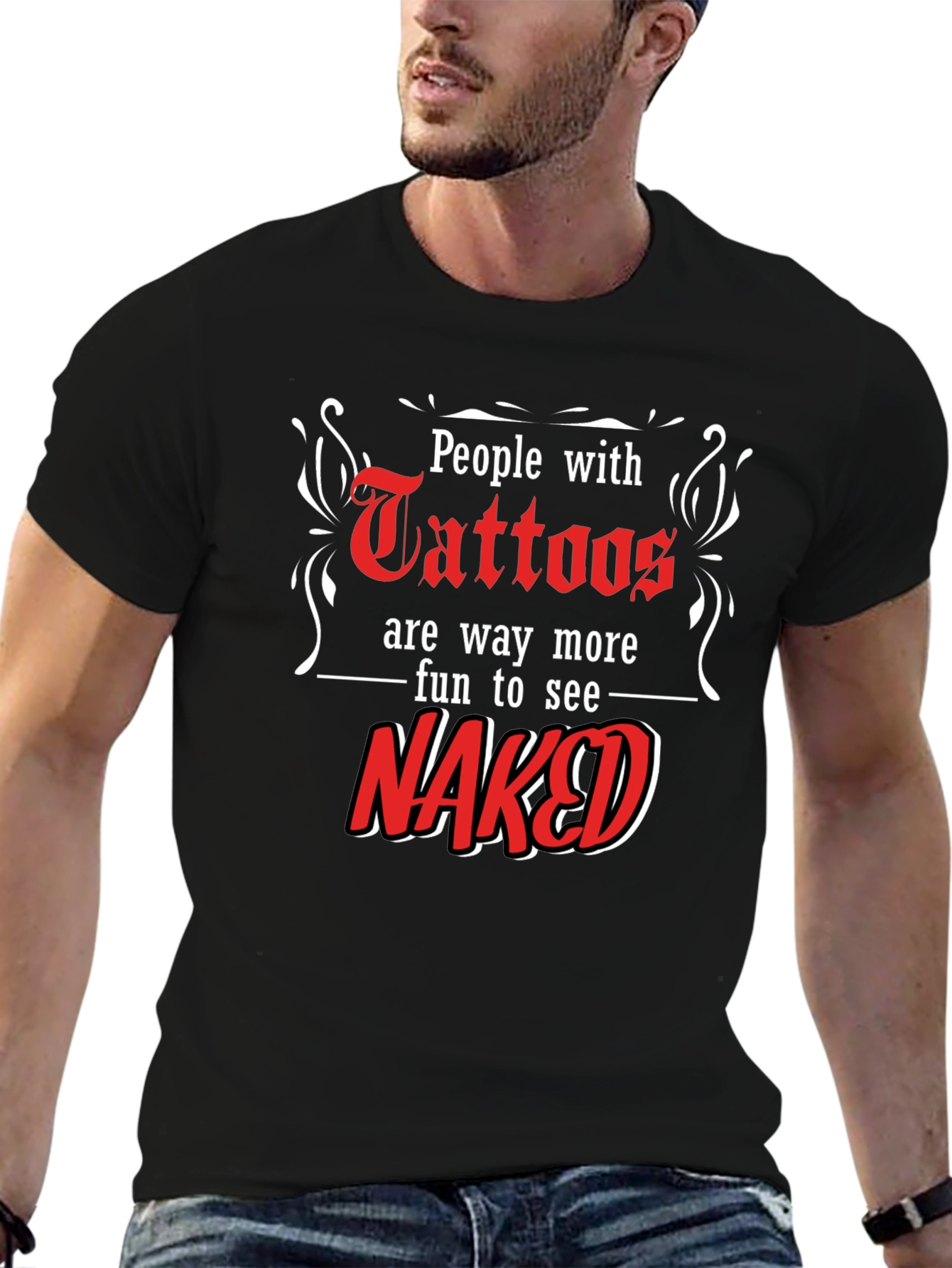 Tattoos Naked Fun Black T-Shirt