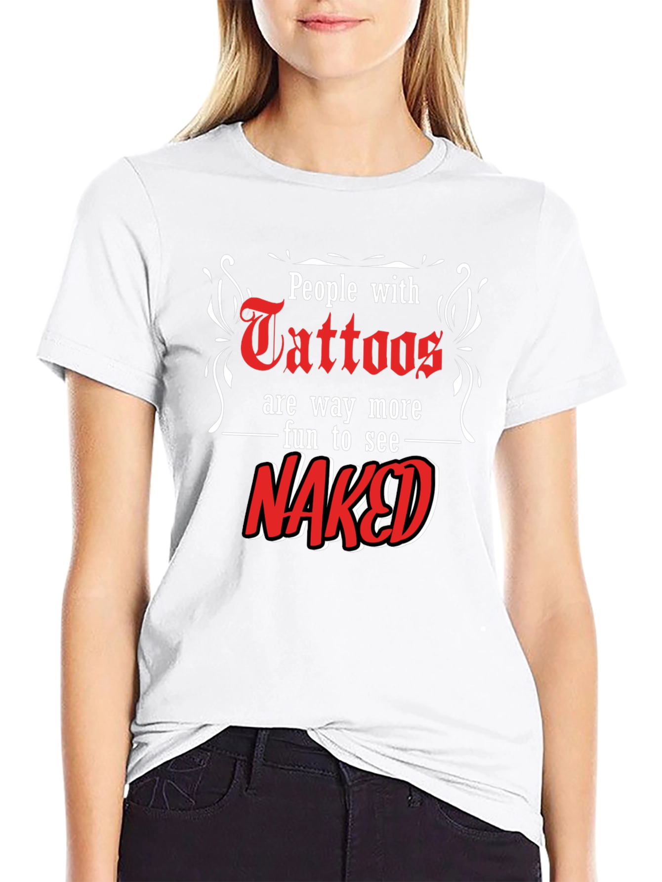 Tattoos Naked Fun Black T-Shirt