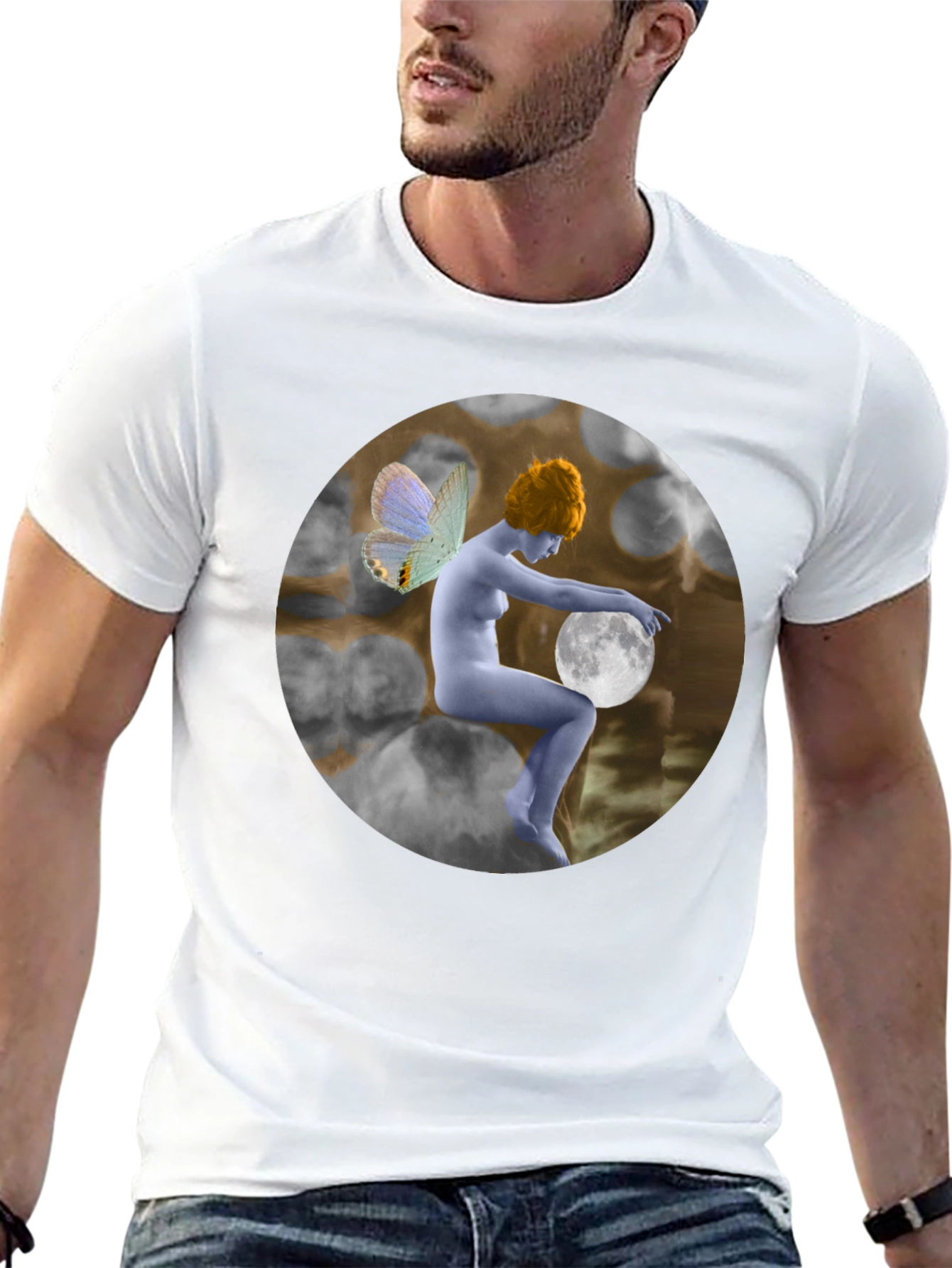 Moon Fairy Graphic Tee - Unisex Black Cotton T-Shirt