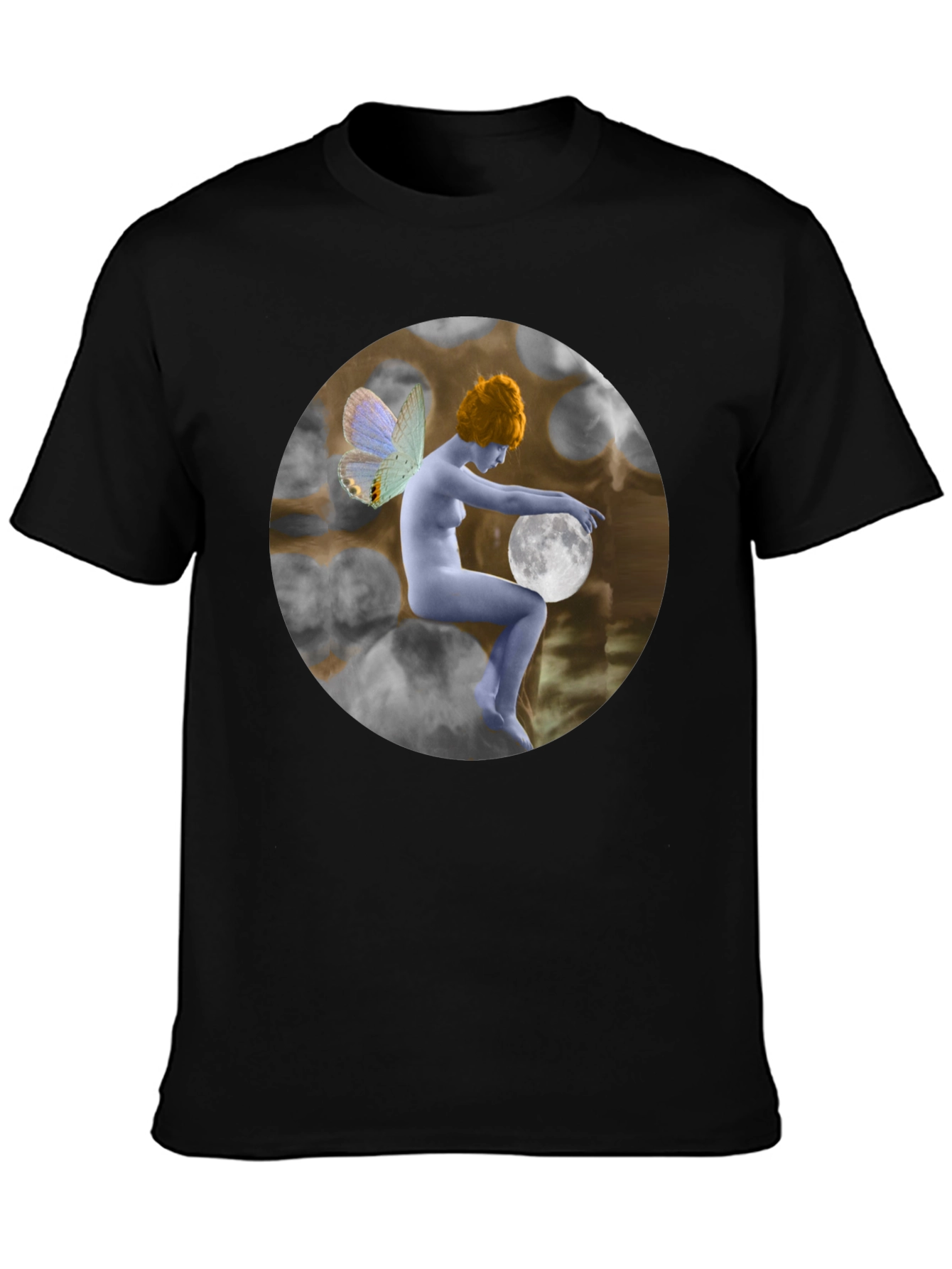 Moon Fairy Graphic Tee - Unisex Black Cotton T-Shirt
