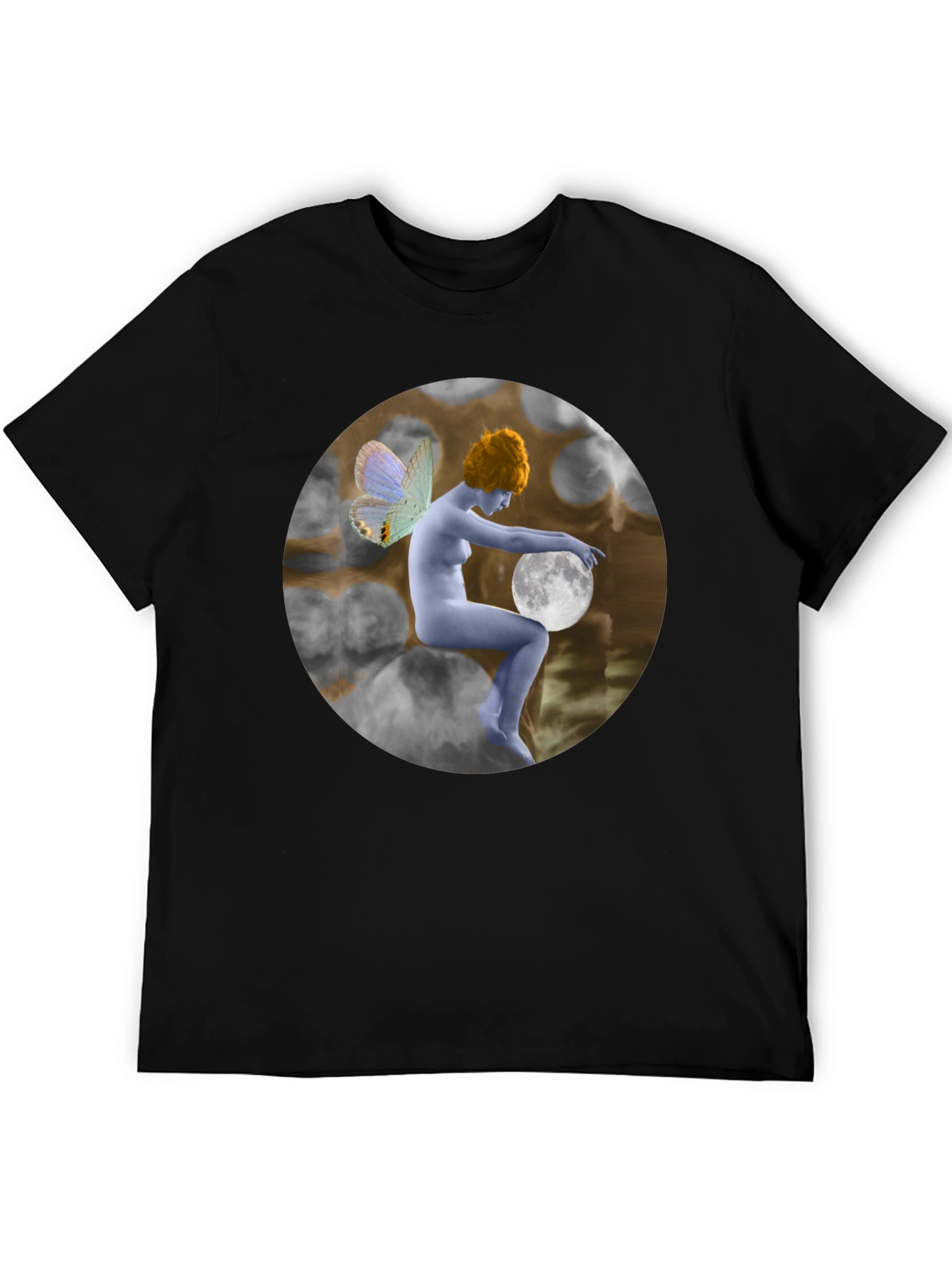 Moon Fairy Graphic Tee - Unisex Black Cotton T-Shirt