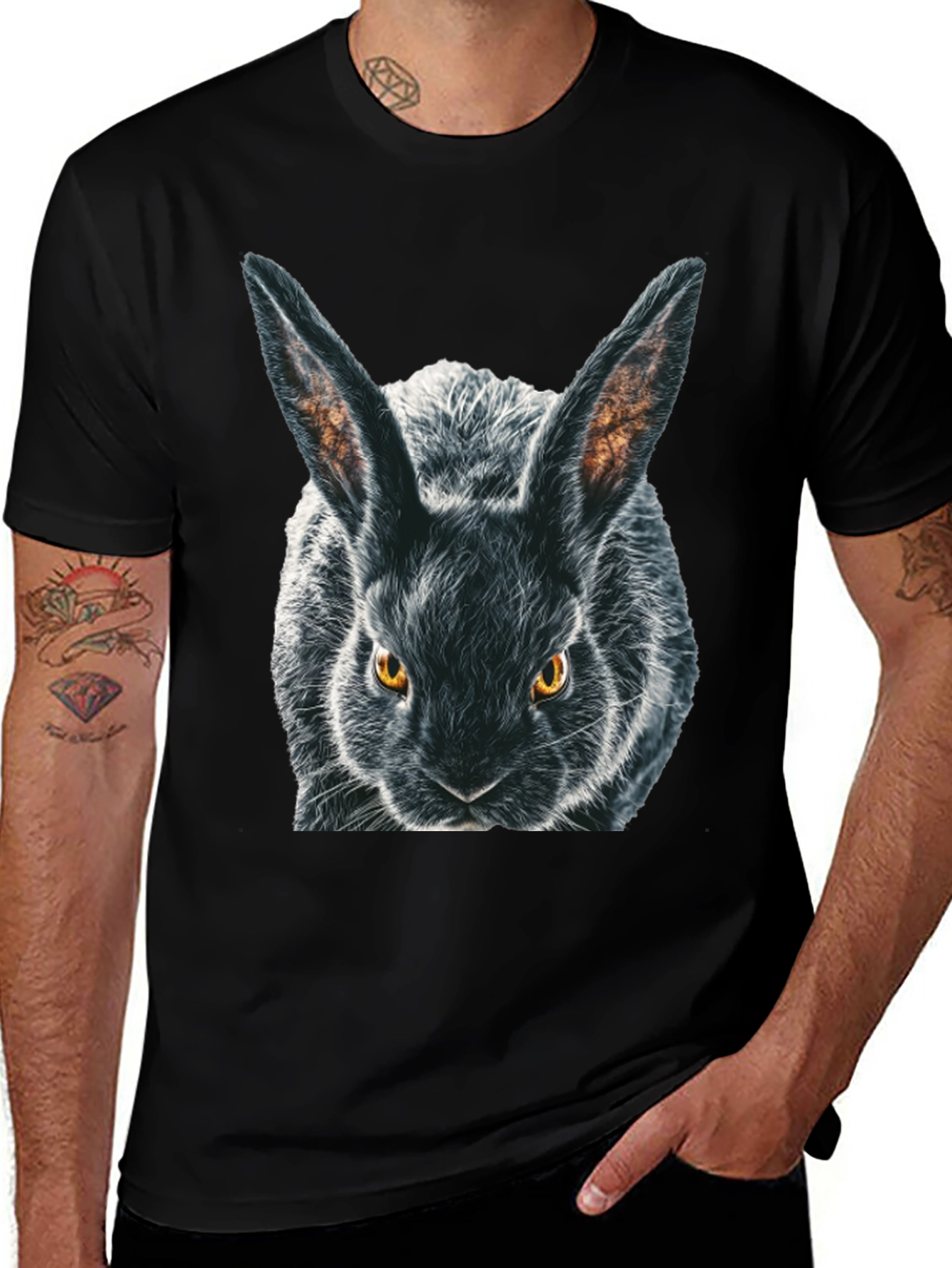Black Rabbit Graphic T-Shirt - Mens Crew Neck
