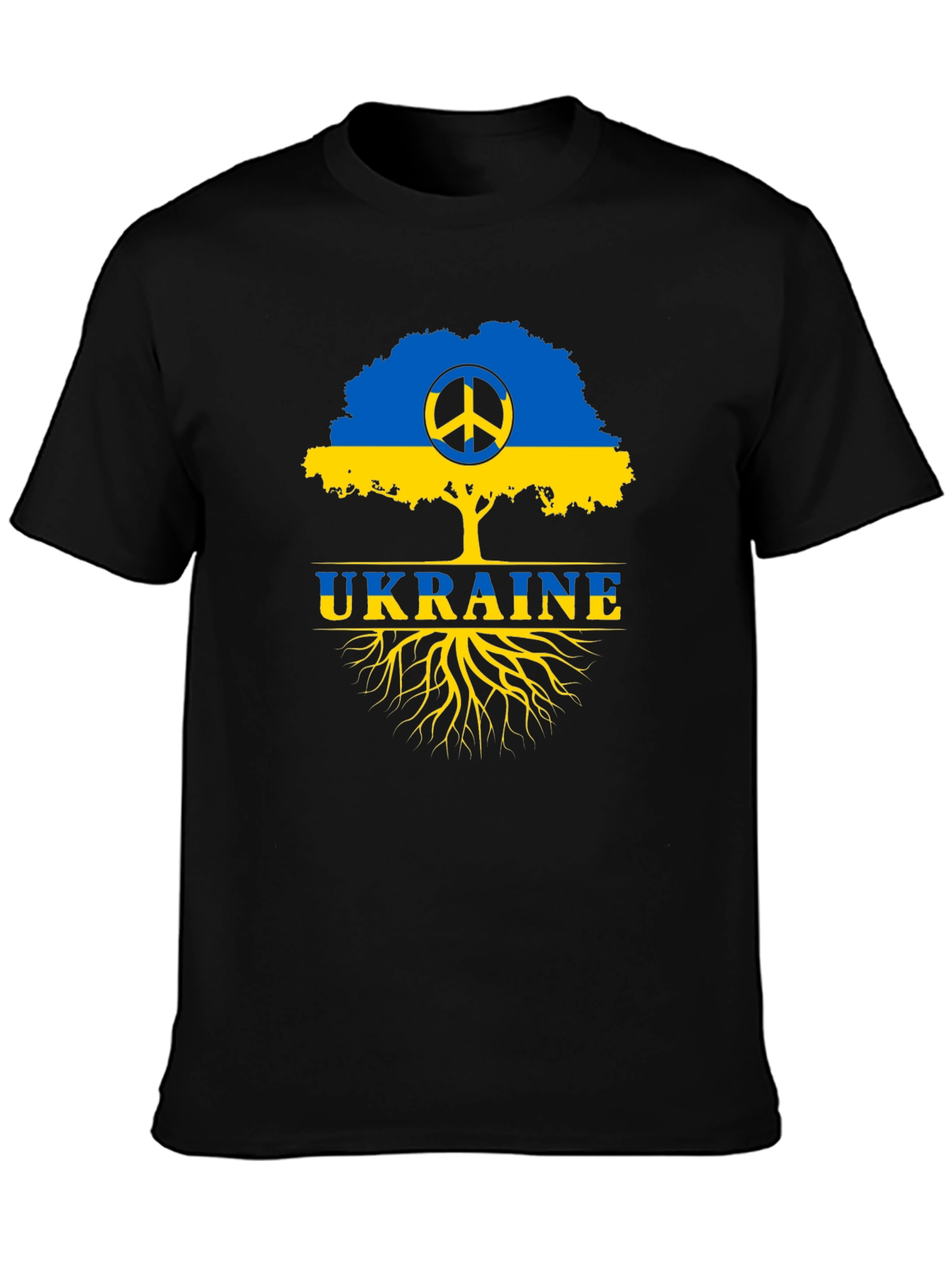 Ukraine Peace Tree Black T-Shirt
