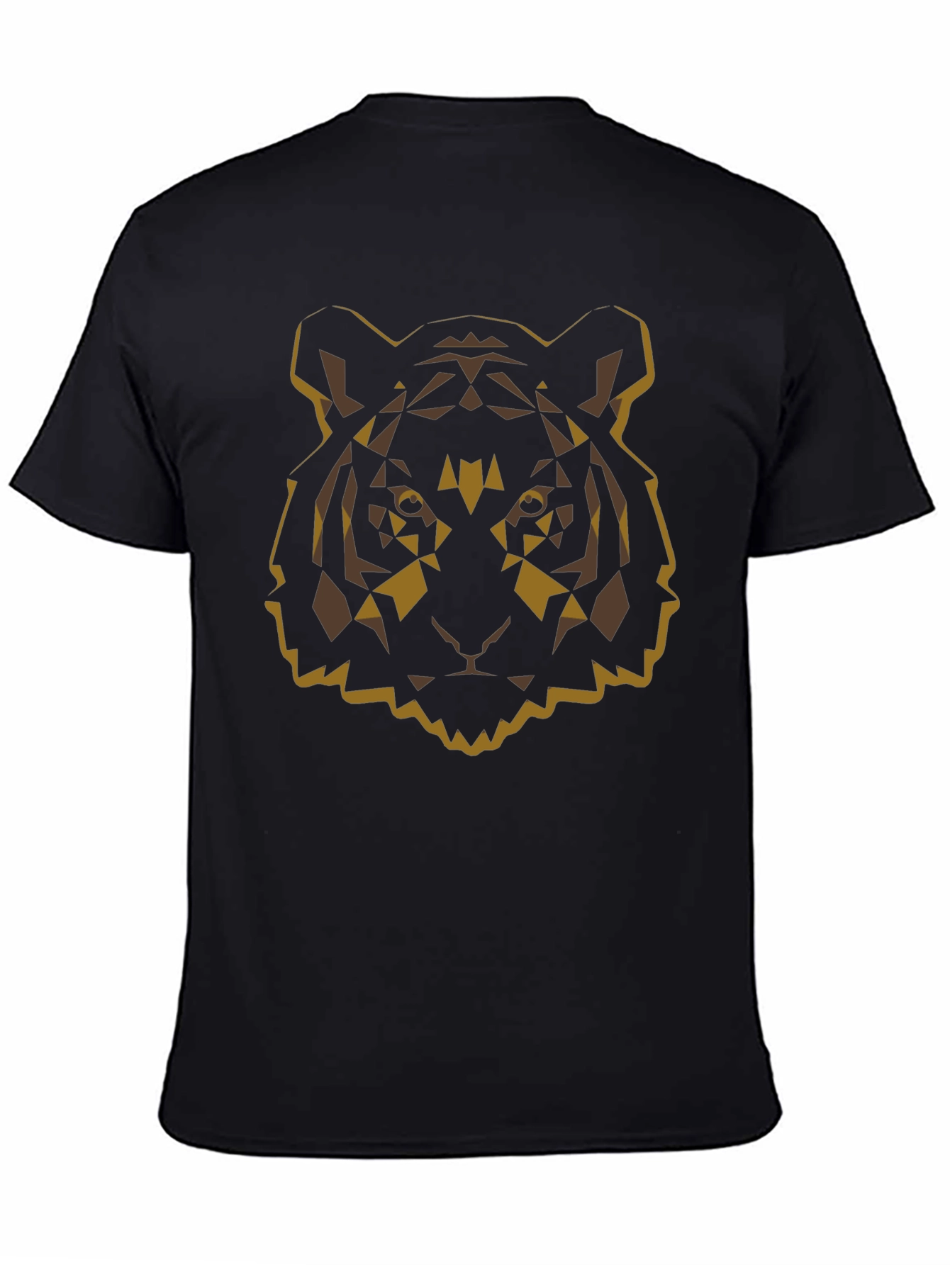 Geometric Tiger Graphic Tee - Black Cotton Blend