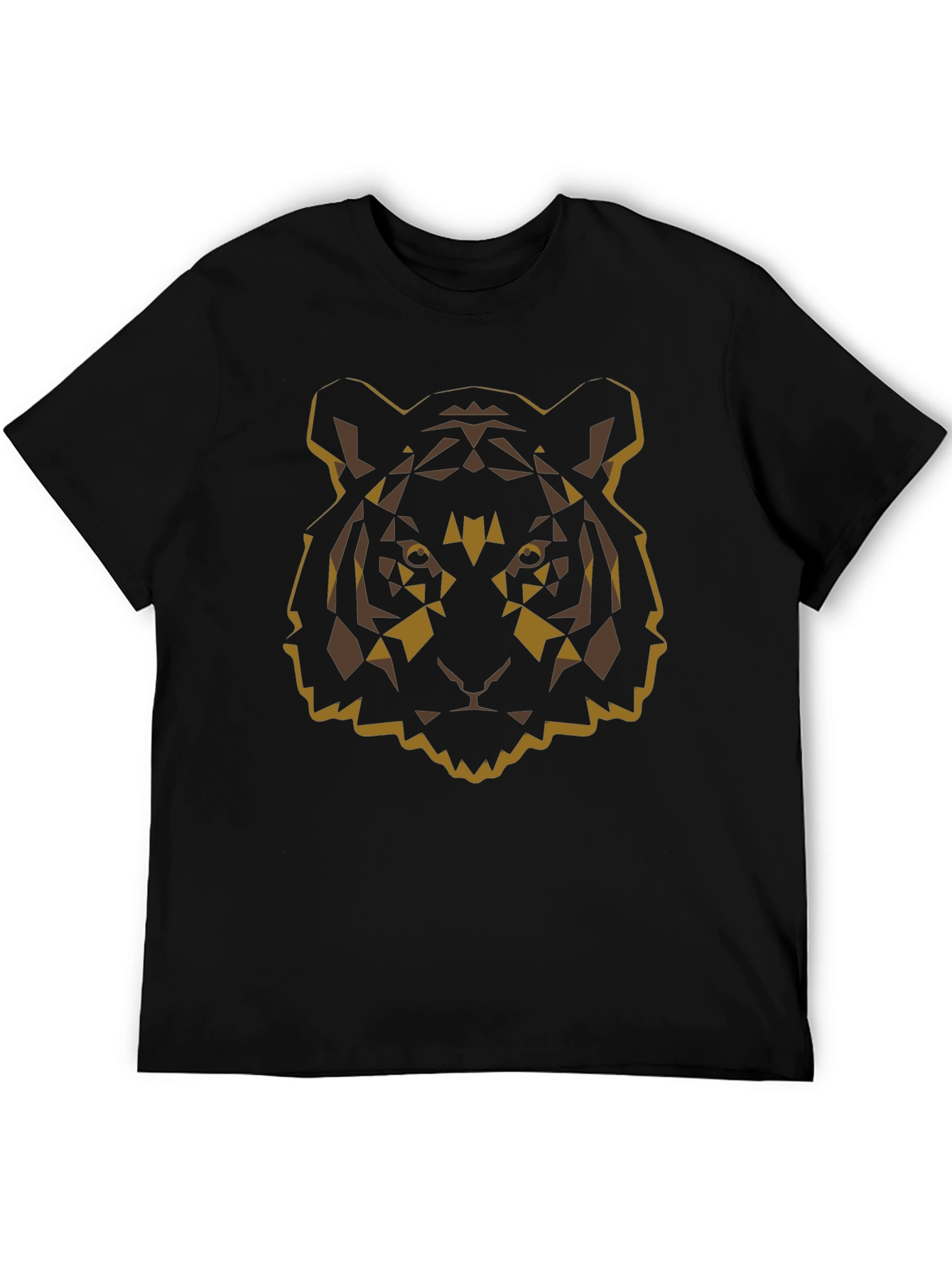 Geometric Tiger Graphic Tee - Black Cotton Blend