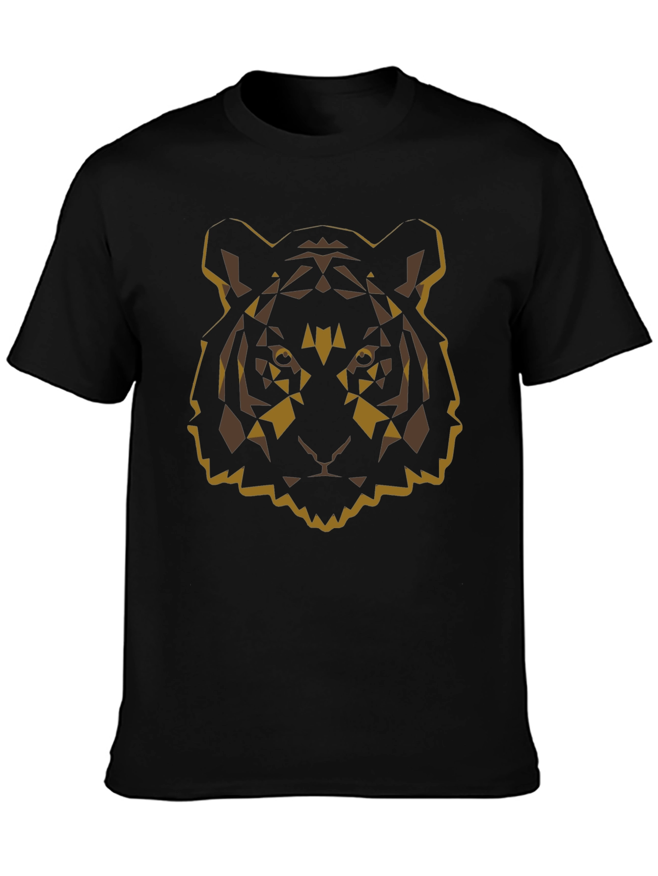 Geometric Tiger Graphic Tee - Black Cotton Blend