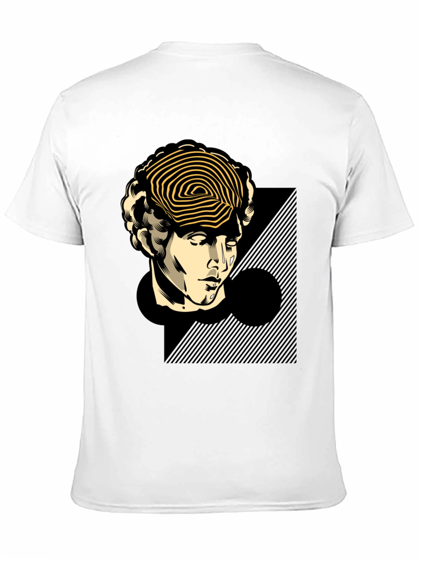 Statue Head Graphic Tee - Black Cotton T-Shirt