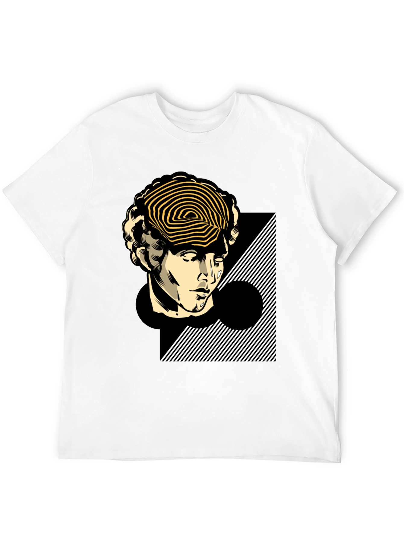Statue Head Graphic Tee - Black Cotton T-Shirt