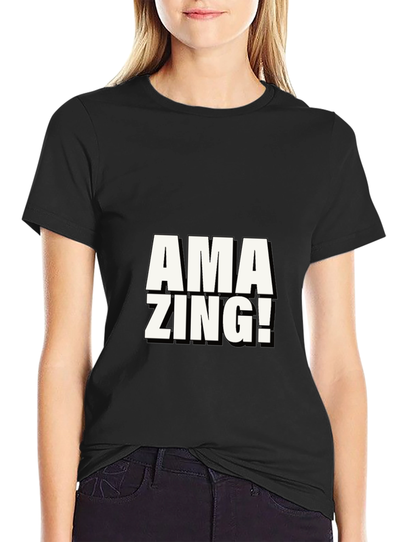Amazing Graphic Print Black T-Shirt