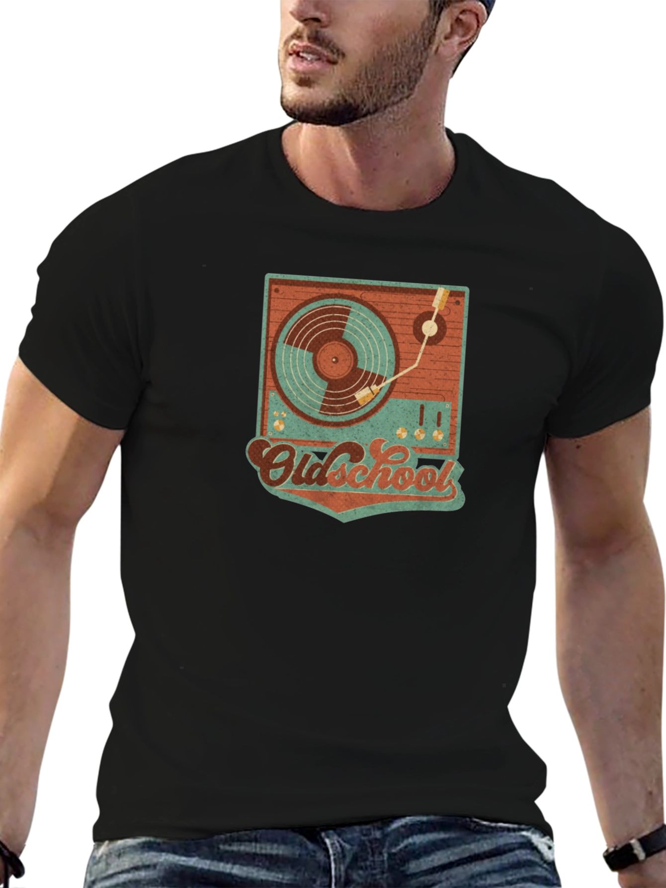 Retro Oldschool Turntable Graphic T-Shirt