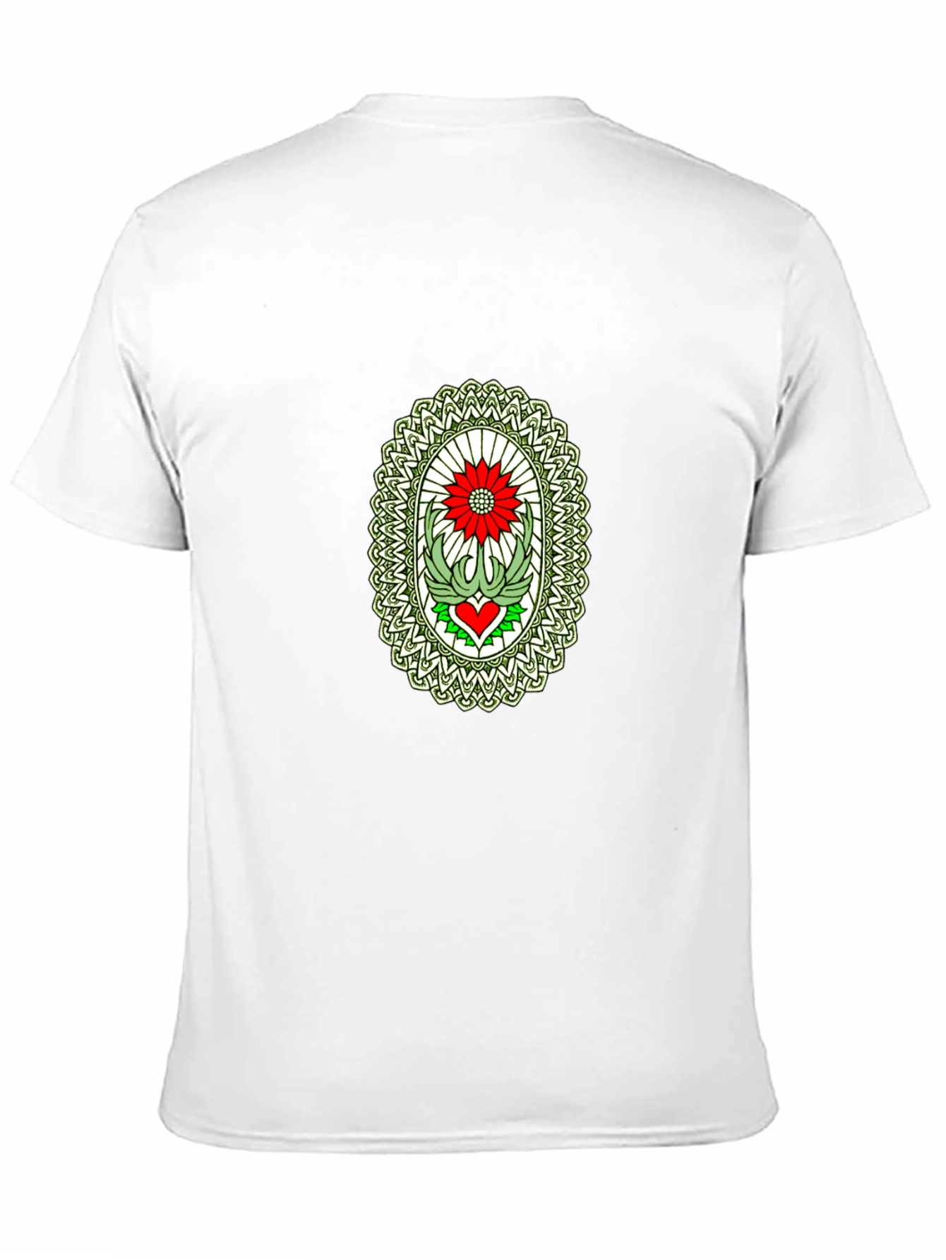 Black T-Shirt with Flower Heart Graphic