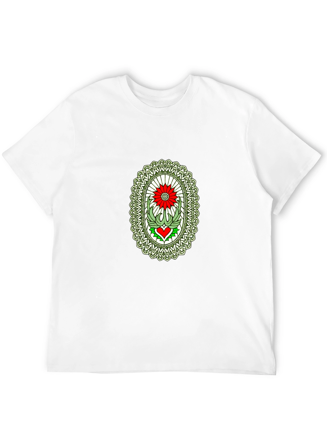 Black T-Shirt with Flower Heart Graphic