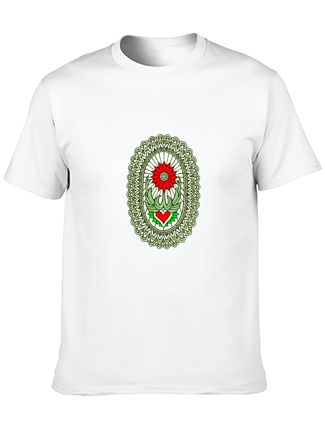 Black T-Shirt with Flower Heart Graphic