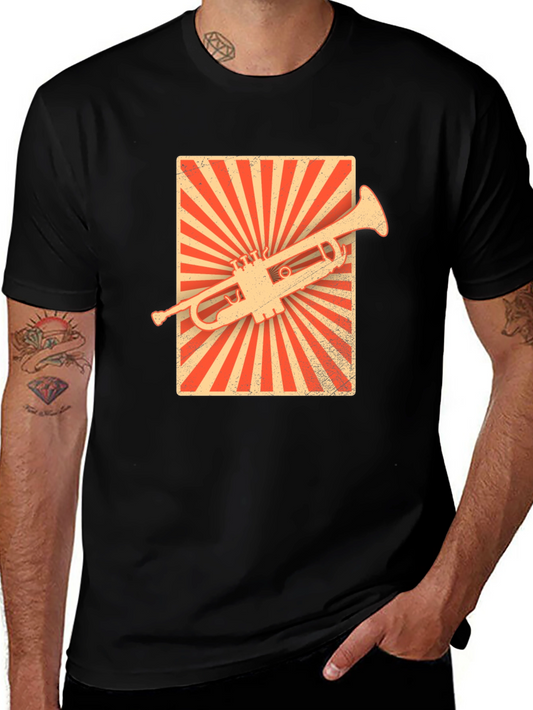 Vintage Trumpet Graphic Tee - Retro Music Lover T-Shirt