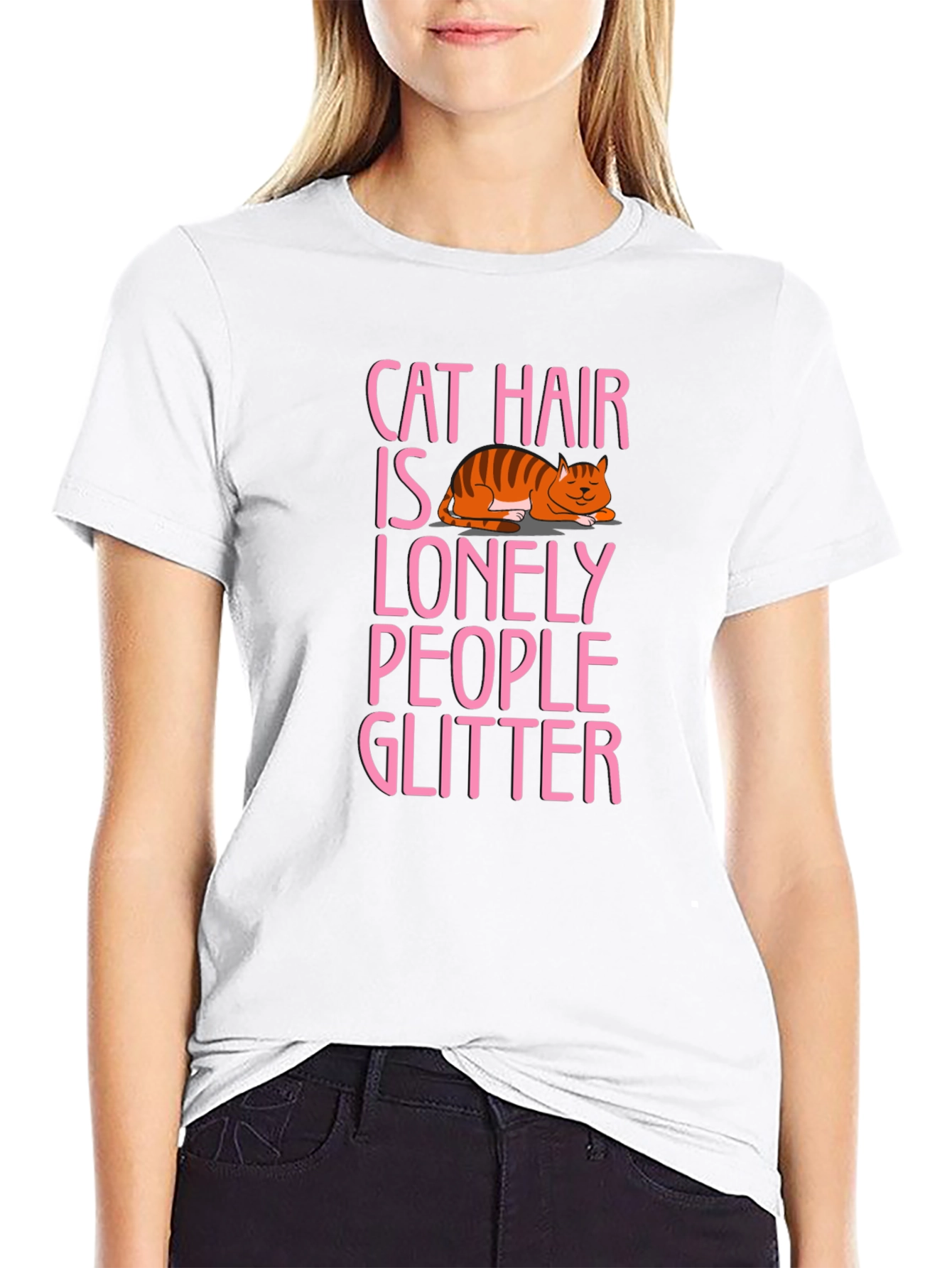 Cat Hair is Lonely People Glitter T-Shirt