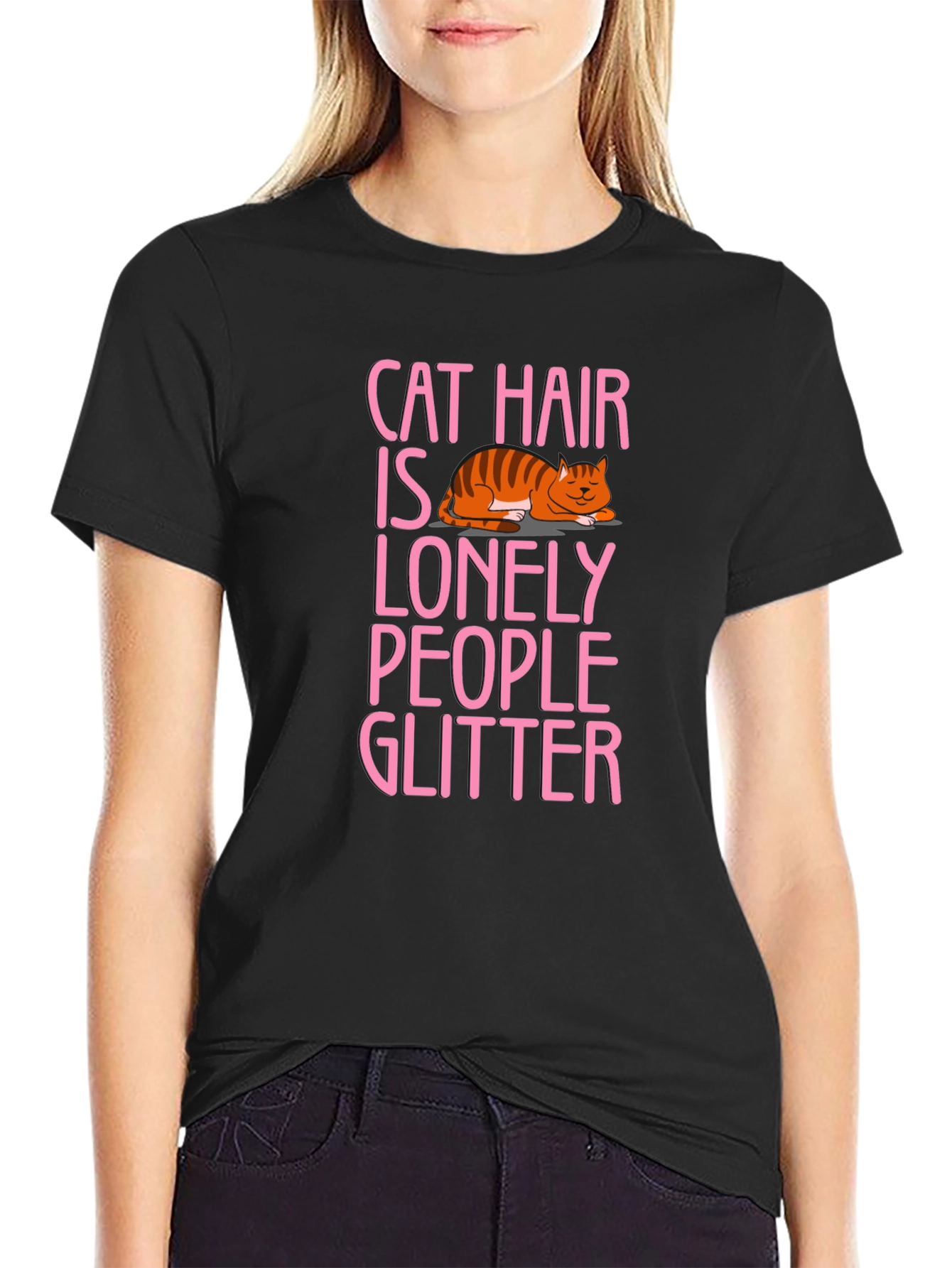 Cat Hair is Lonely People Glitter T-Shirt