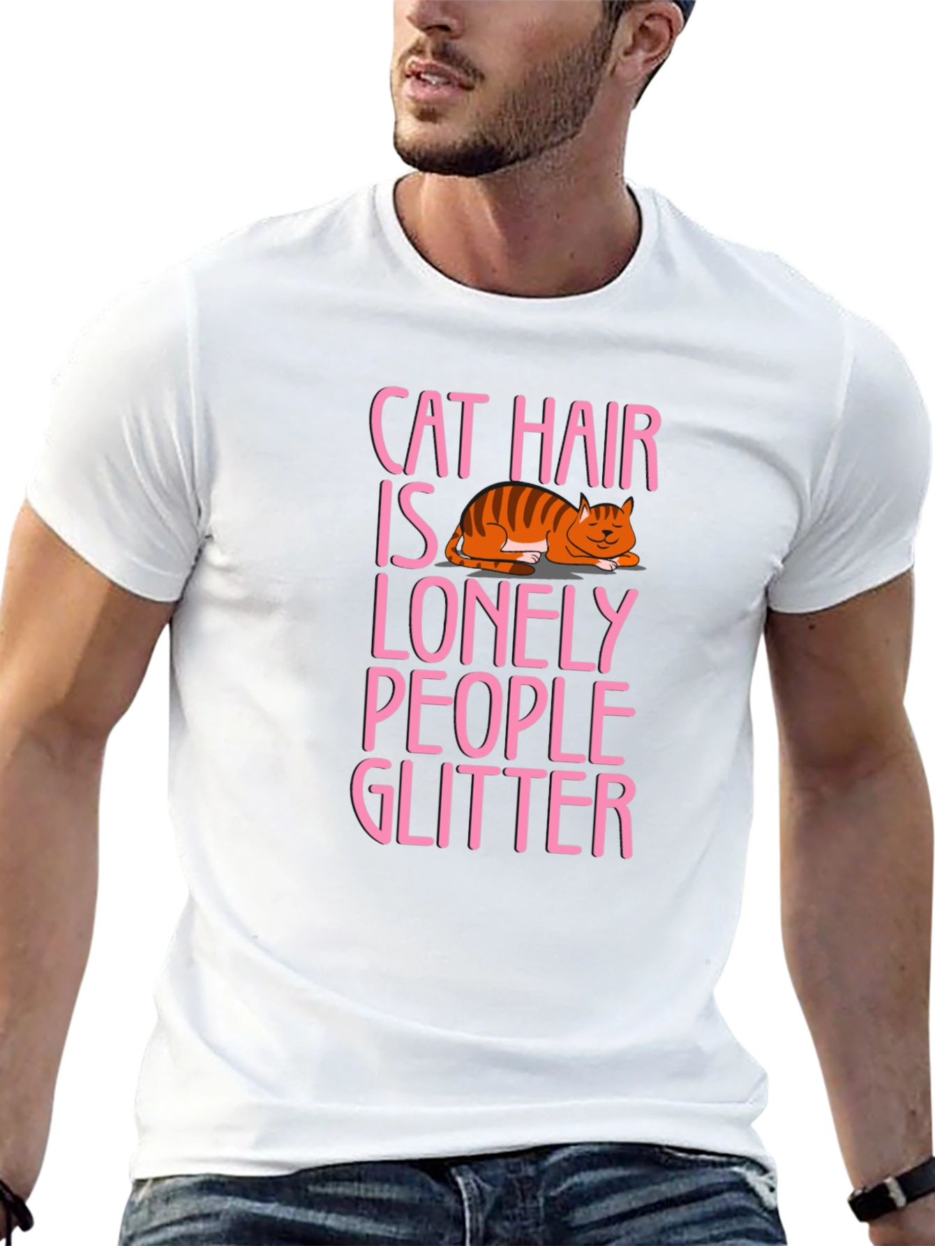 Cat Hair is Lonely People Glitter T-Shirt