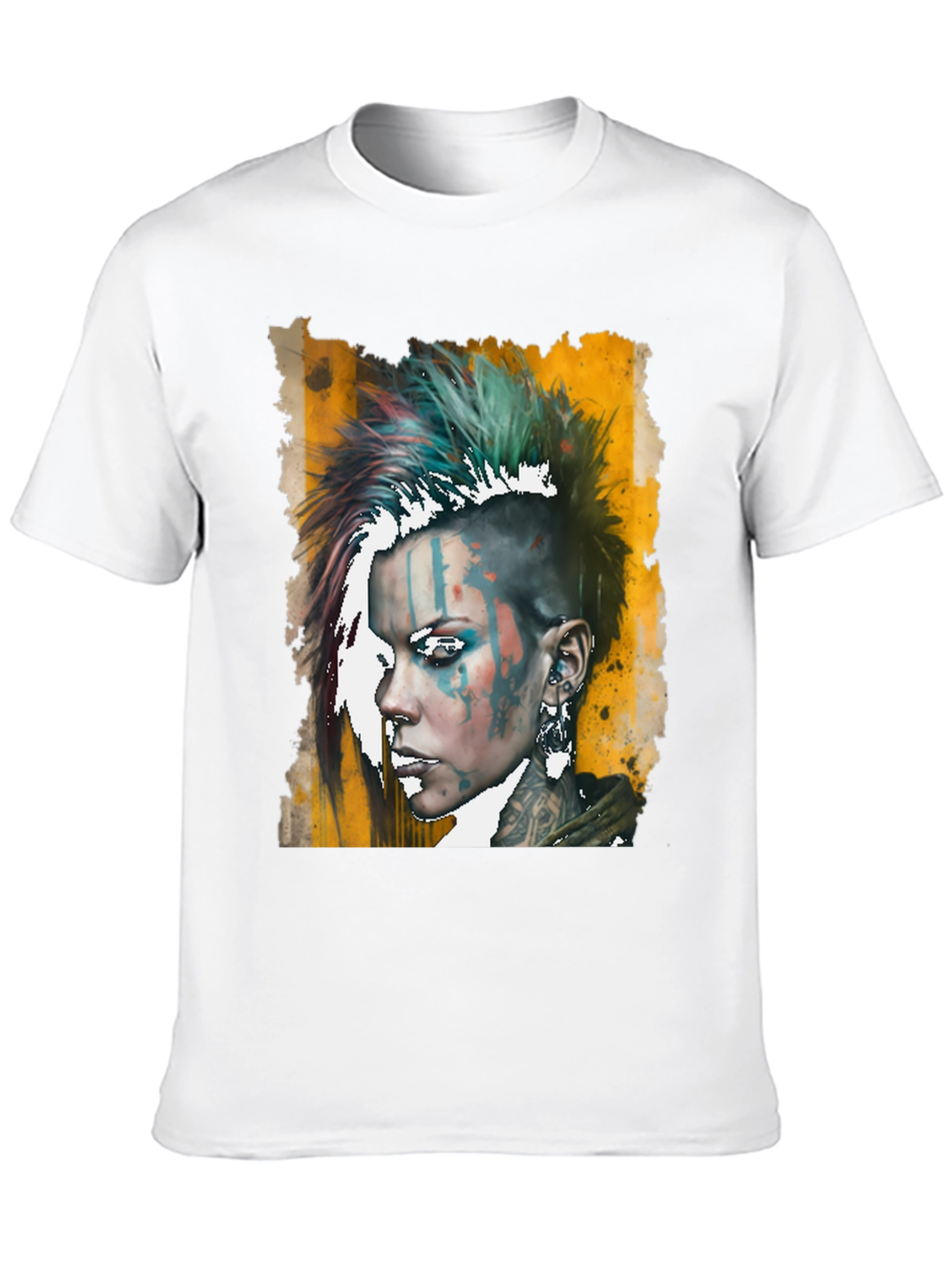 Edgy Punk Woman Graphic Tee - Black