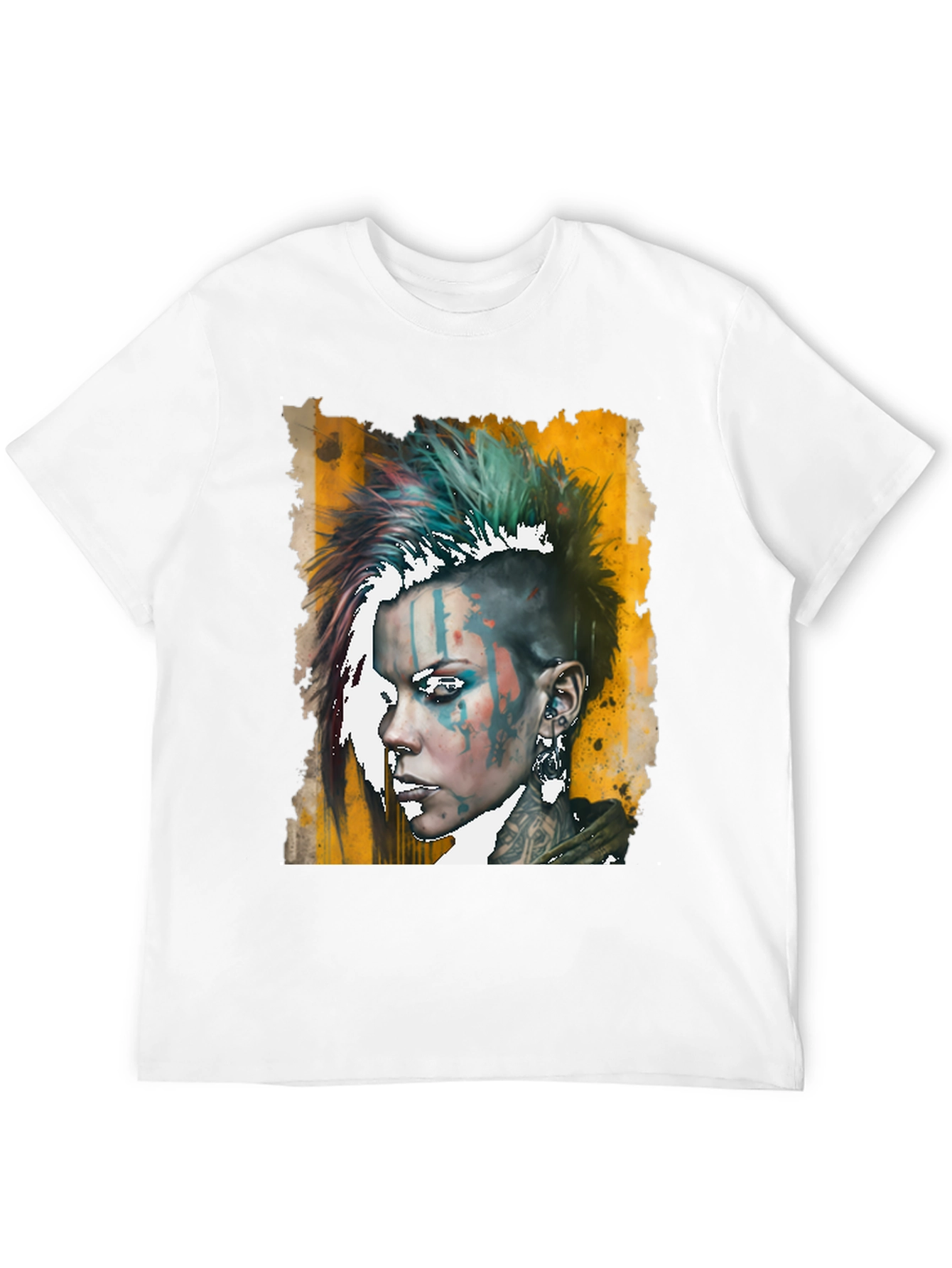 Edgy Punk Woman Graphic Tee - Black