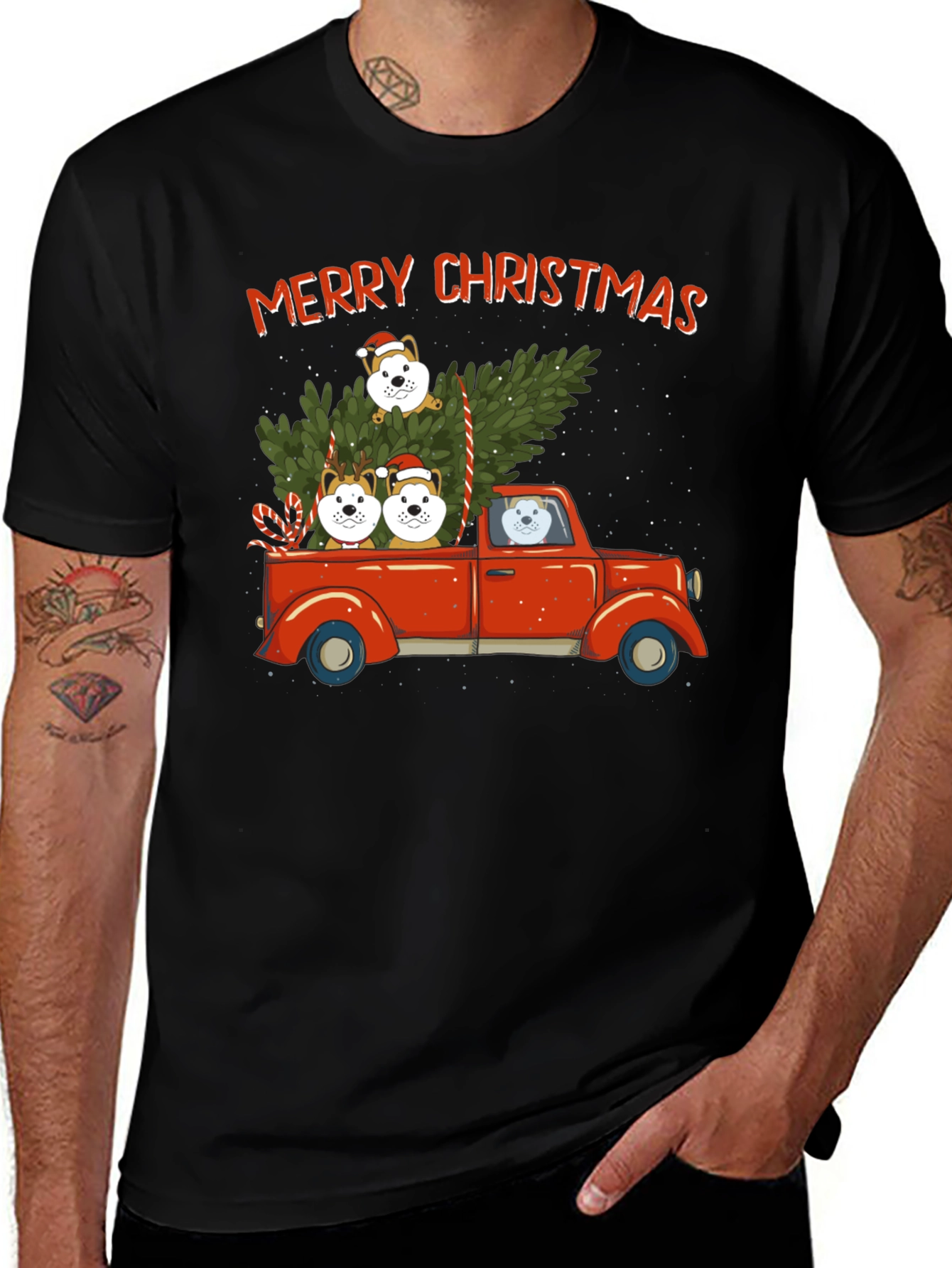 Merry Christmas Dog Truck T-Shirt