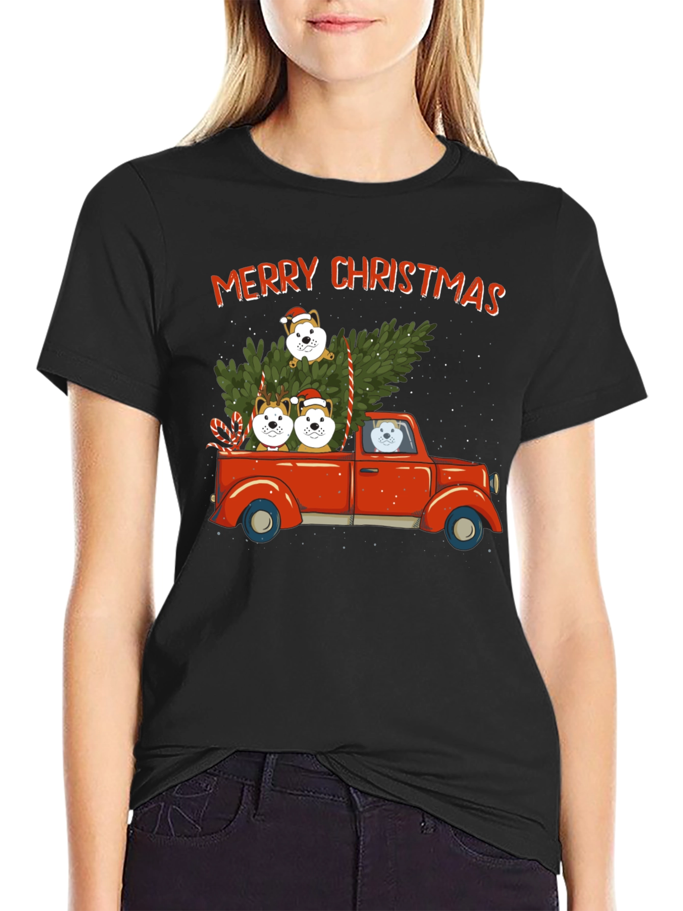 Merry Christmas Dog Truck T-Shirt