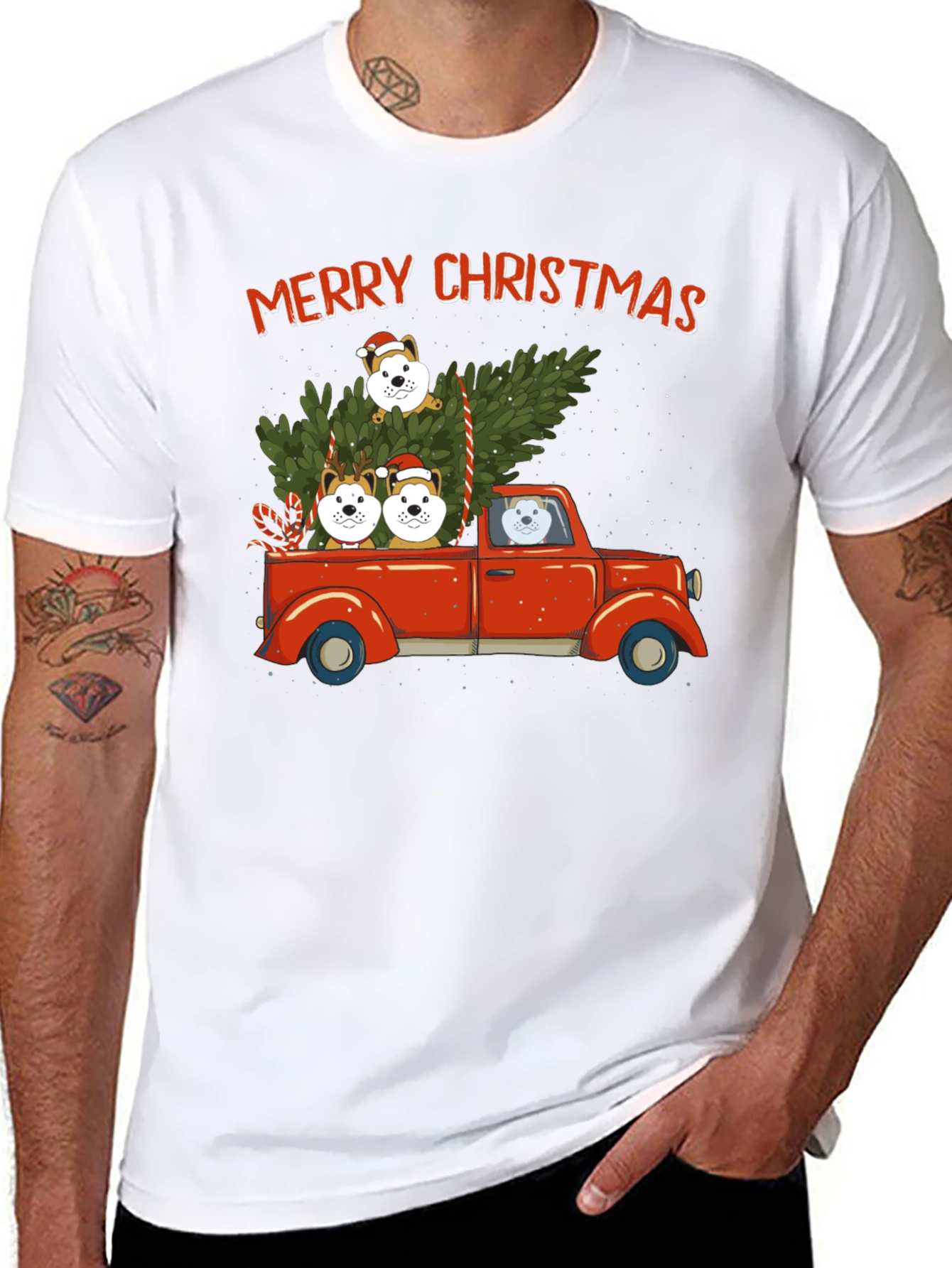 Merry Christmas Dog Truck T-Shirt