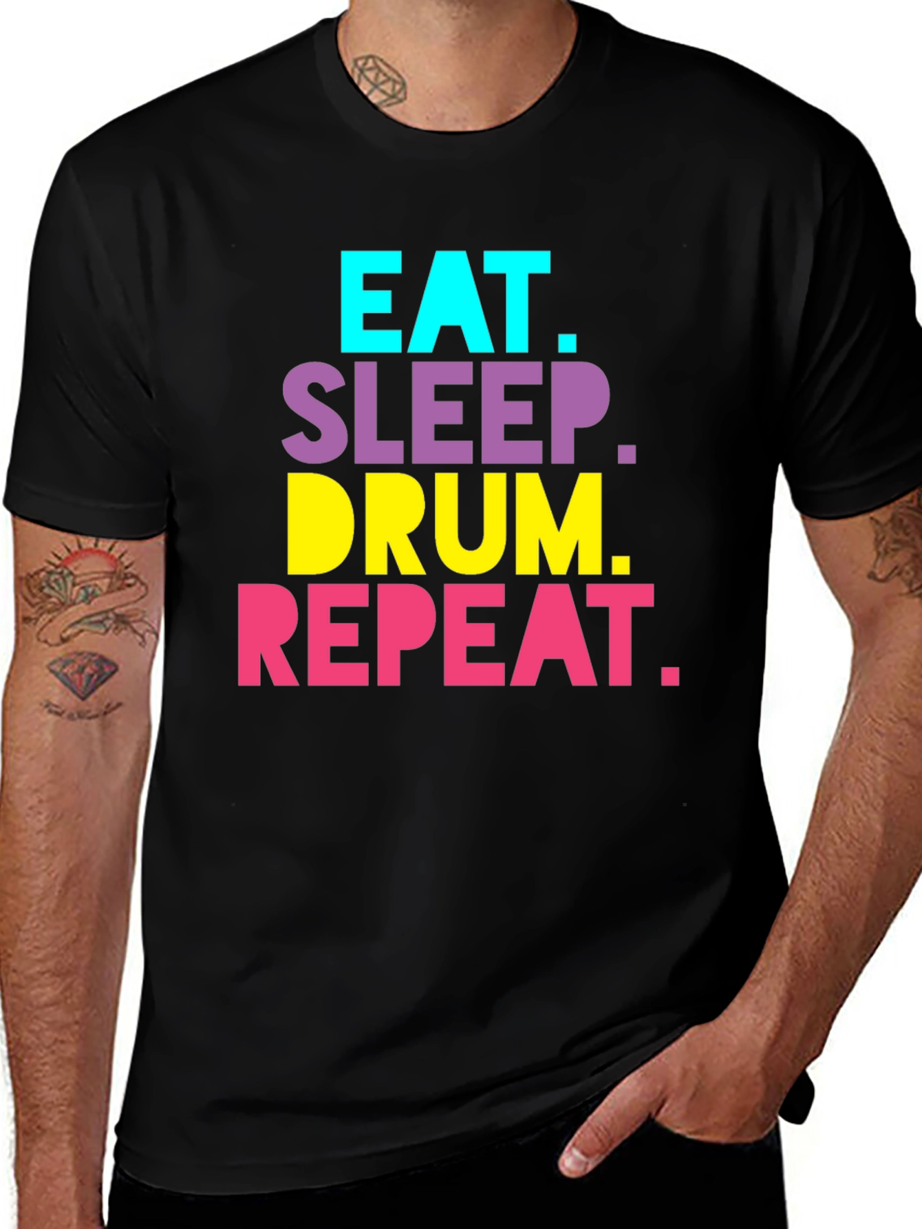 Eat Sleep Drum Repeat Black T-Shirt