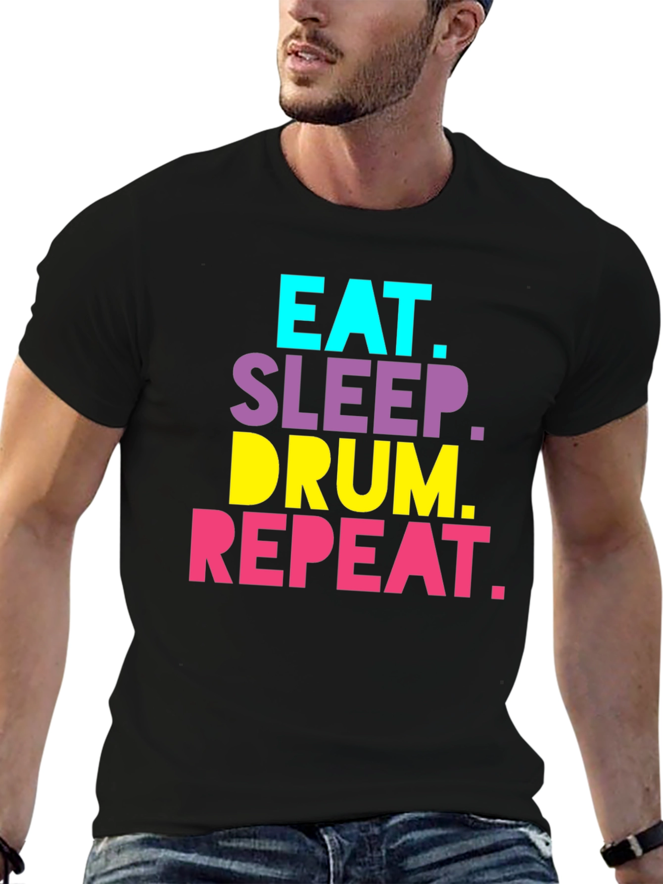 Eat Sleep Drum Repeat Black T-Shirt