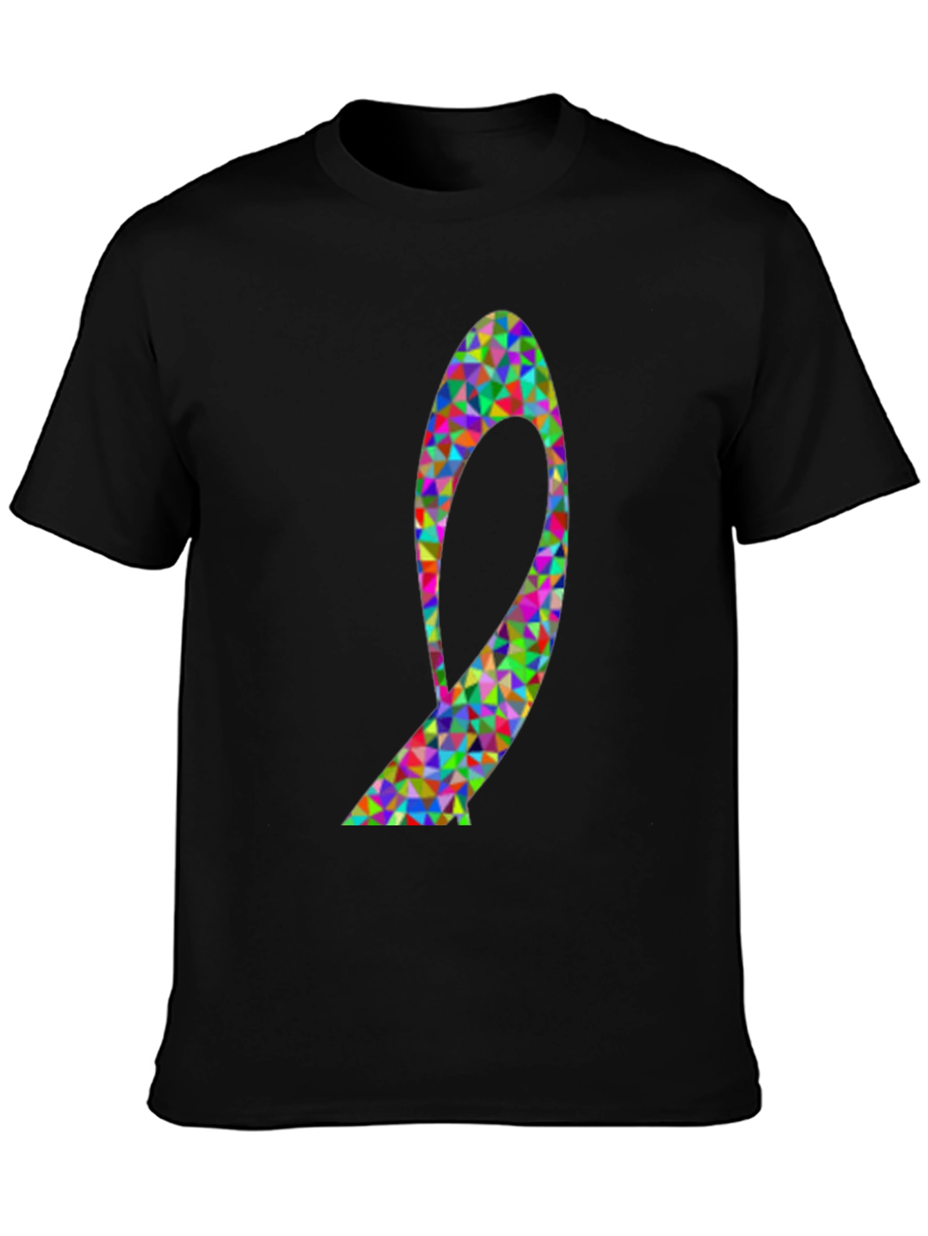 Geometric Ribbon Graphic Tee - Black