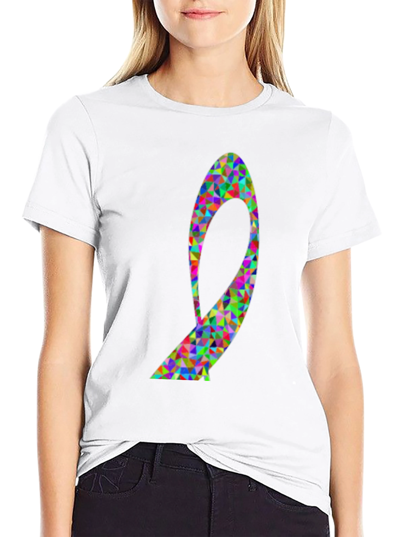 Geometric Ribbon Graphic Tee - Black