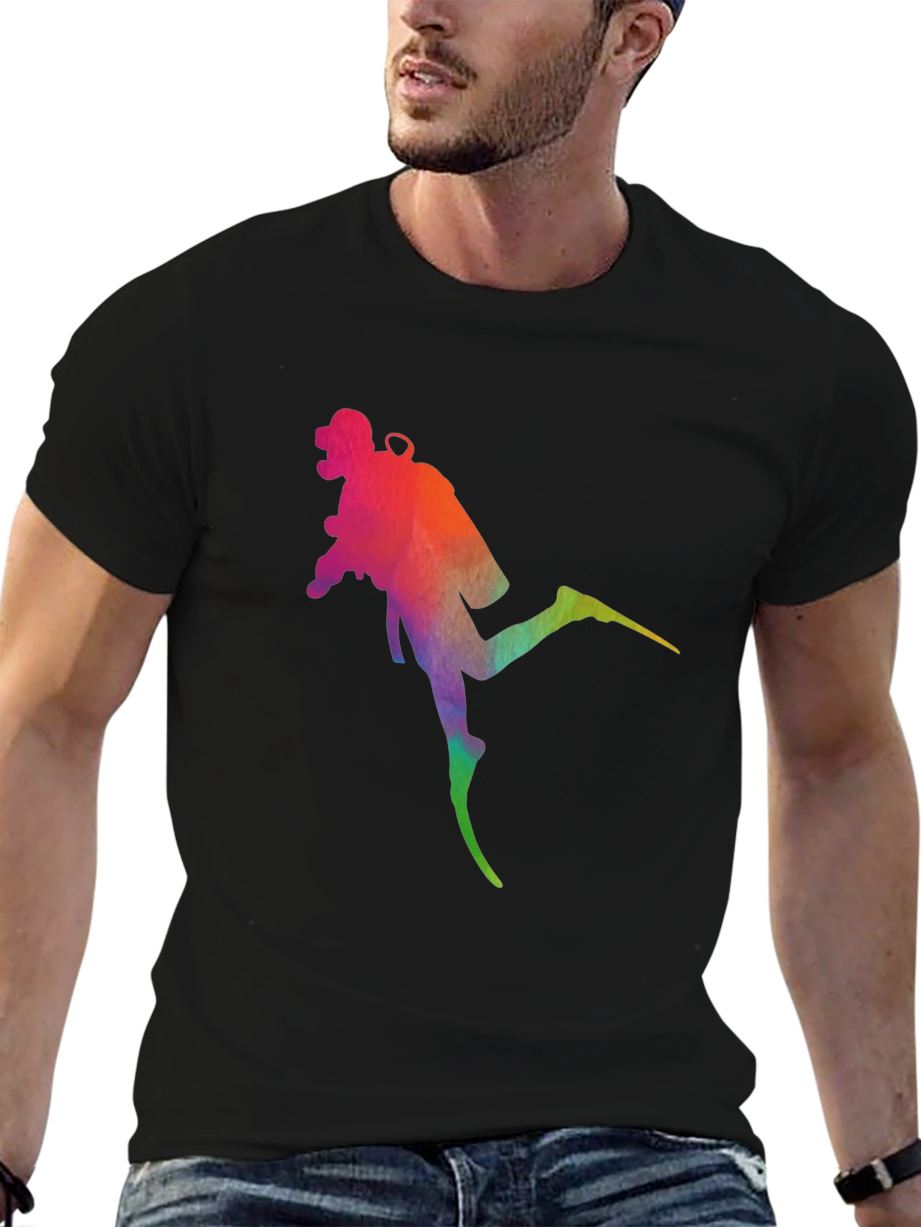 Rainbow Diver Black T-Shirt