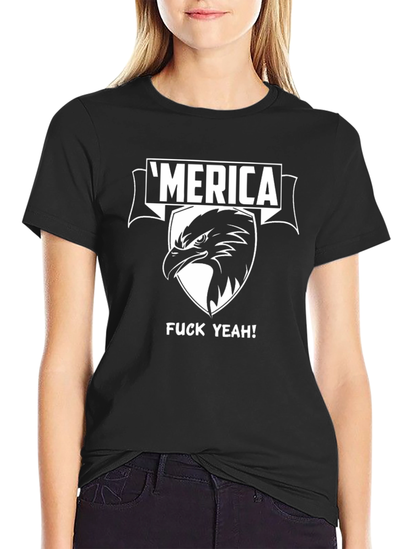 Merica Eagle Graphic T-Shirt - Patriotic Style