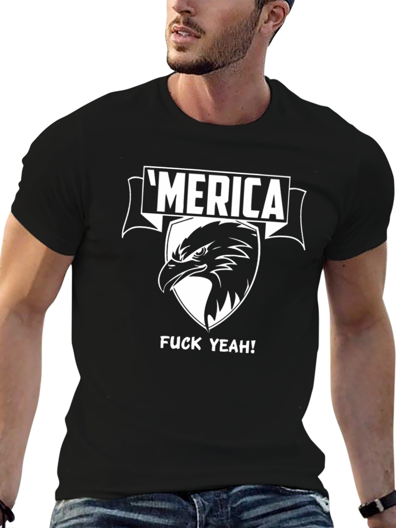 Merica Eagle Graphic T-Shirt - Patriotic Style