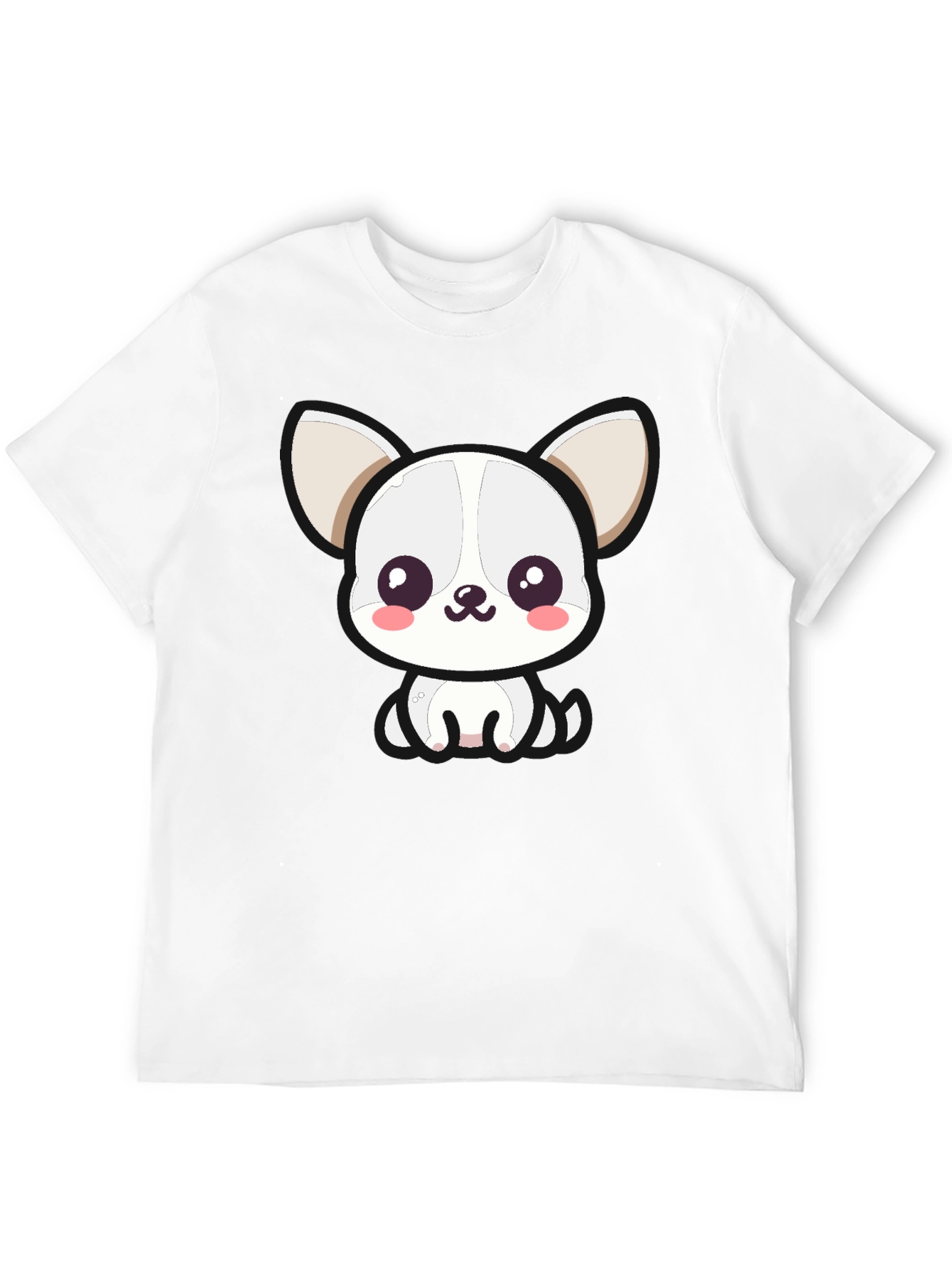 Cute Cartoon Dog Graphic Tee - Black Unisex T-Shirt